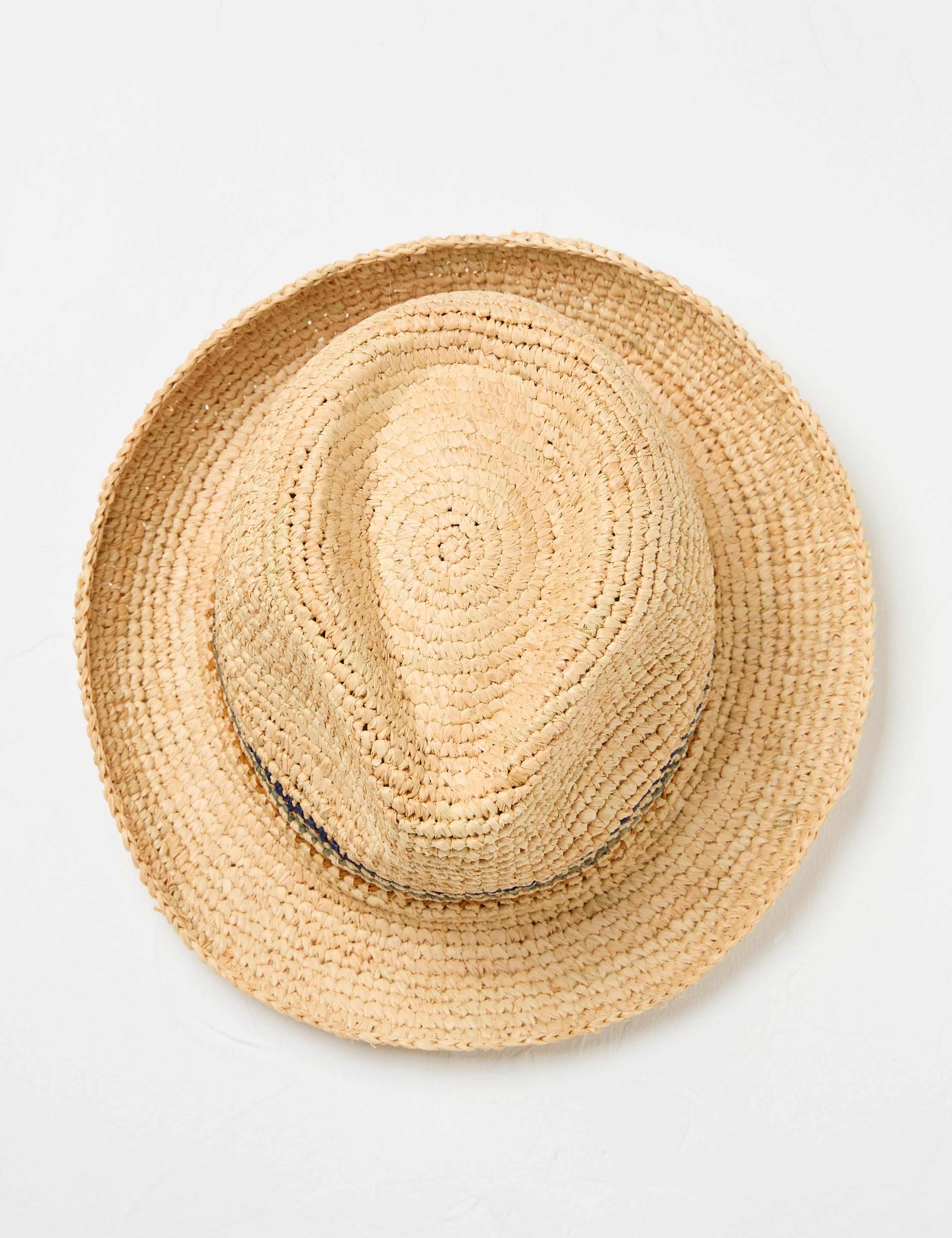 Raffia Striped Trilby Hat
