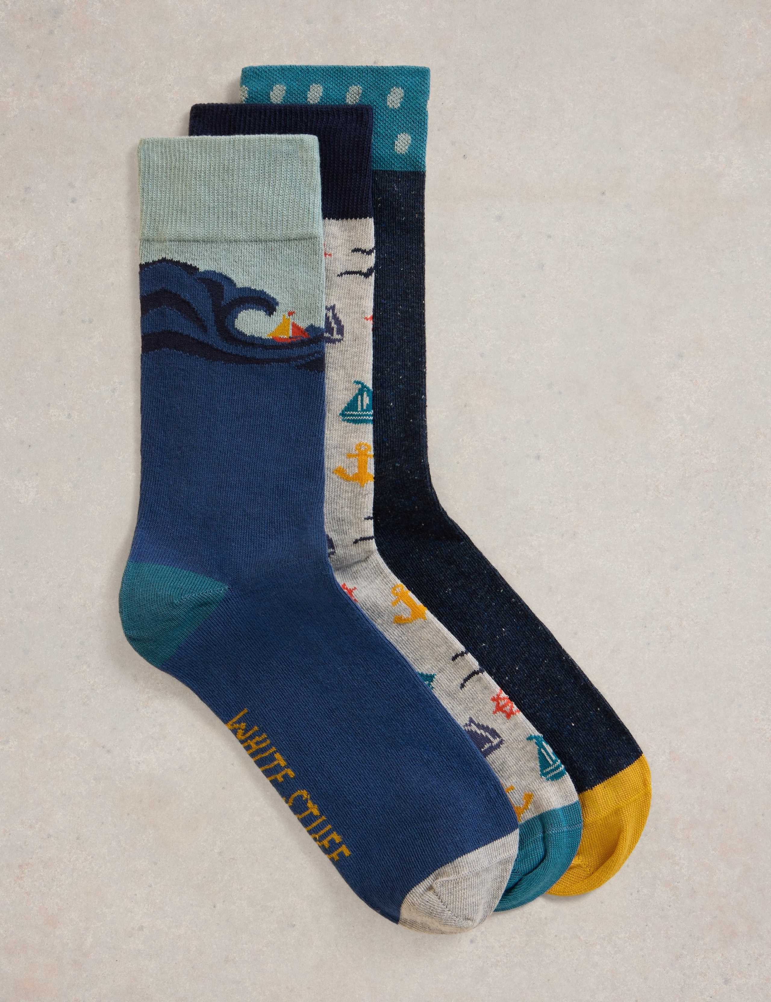 3 Pack Assorted Cotton Rich Socks
