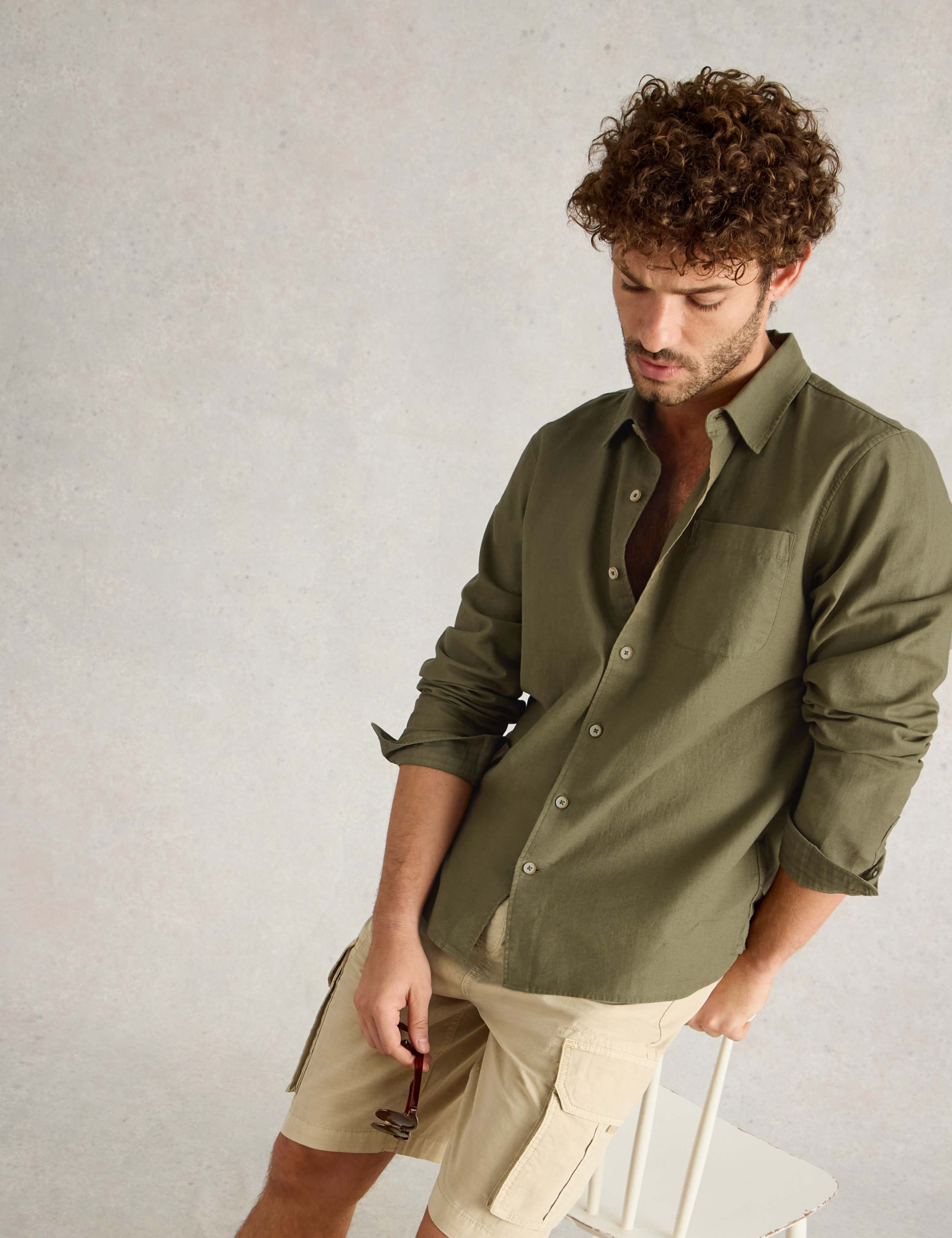 Regular Fit Cotton Linen Blend Shirt