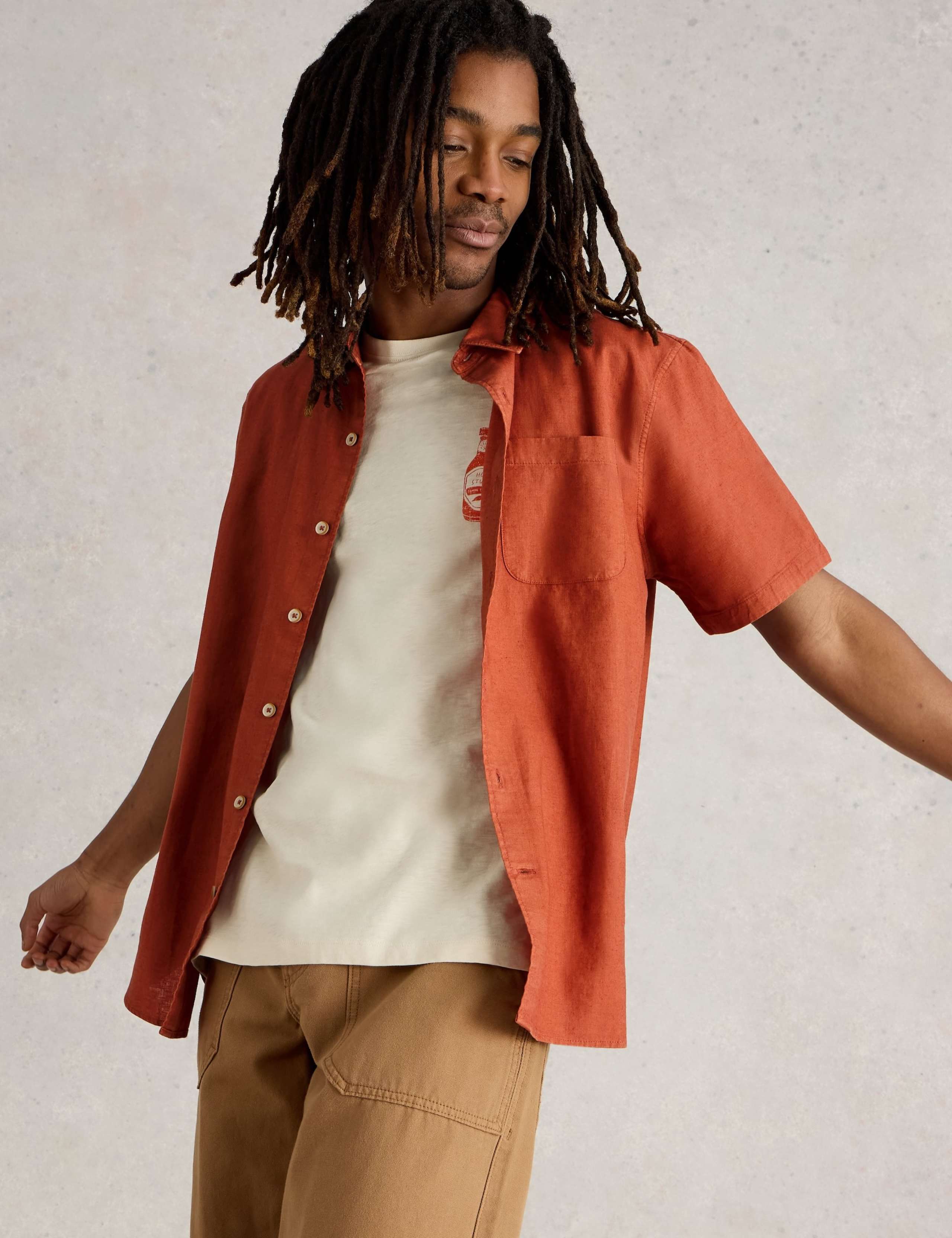Linen Blend Short Sleeve Shirt