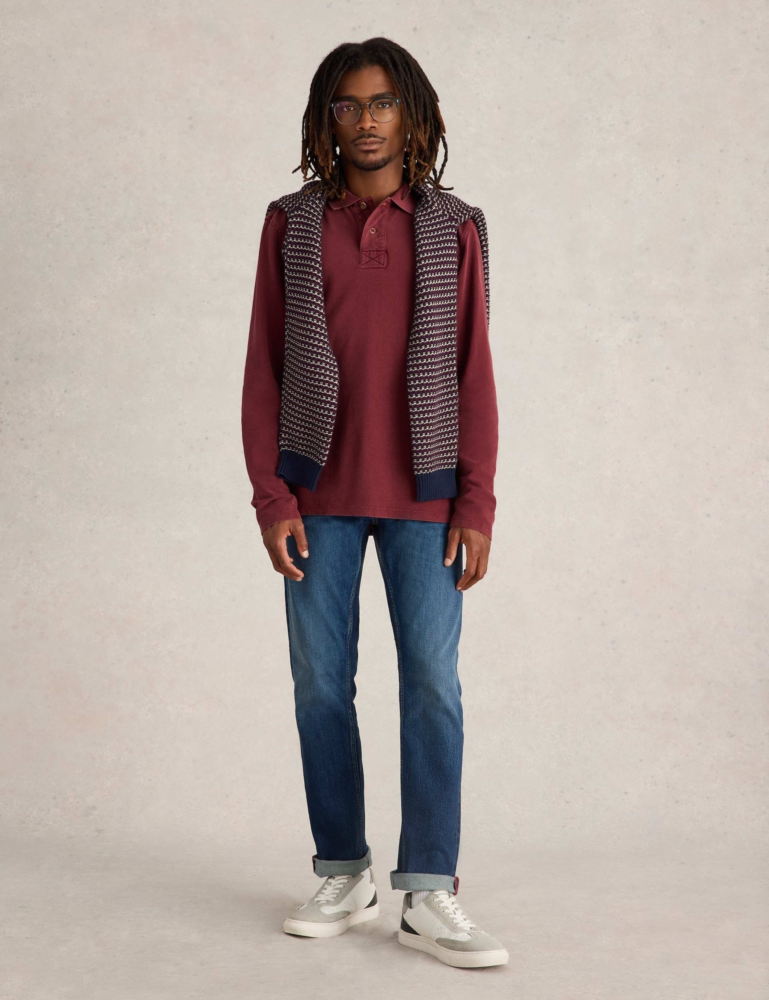 Pure Cotton Long Sleeve Polo Shirt