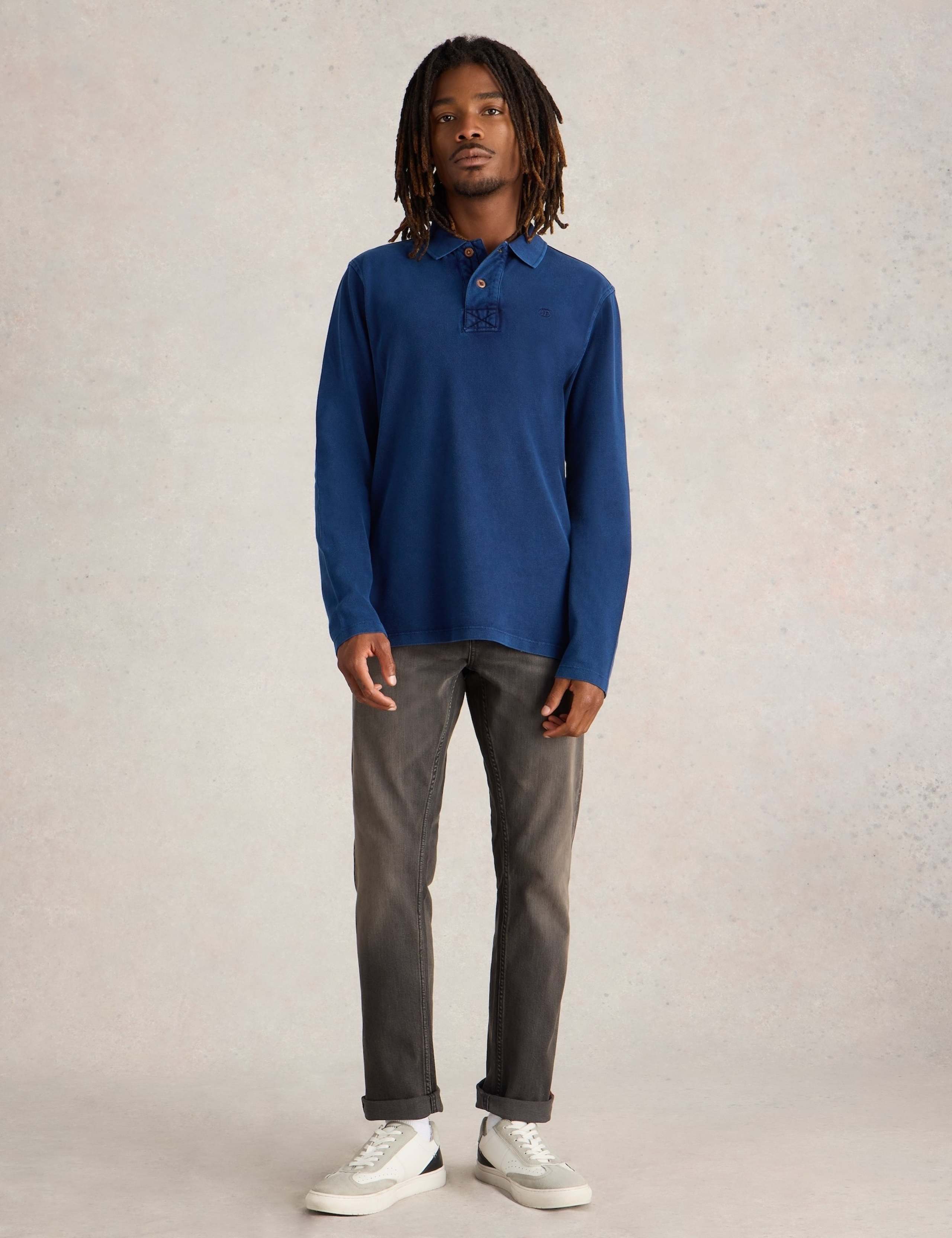Pure Cotton Long Sleeve Polo Shirt