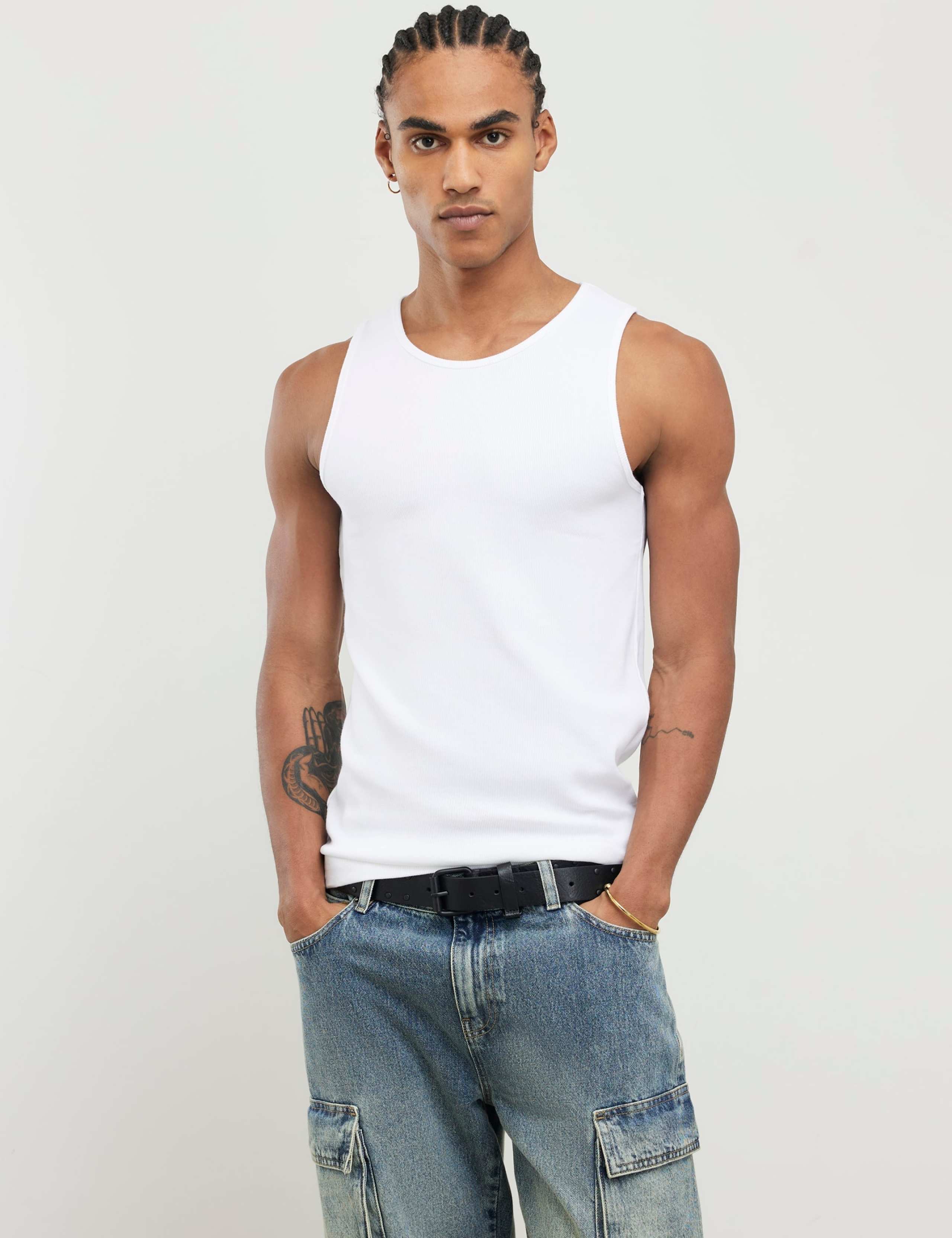 3 Pack Cotton Rich Ribbed Sleeveless Vests