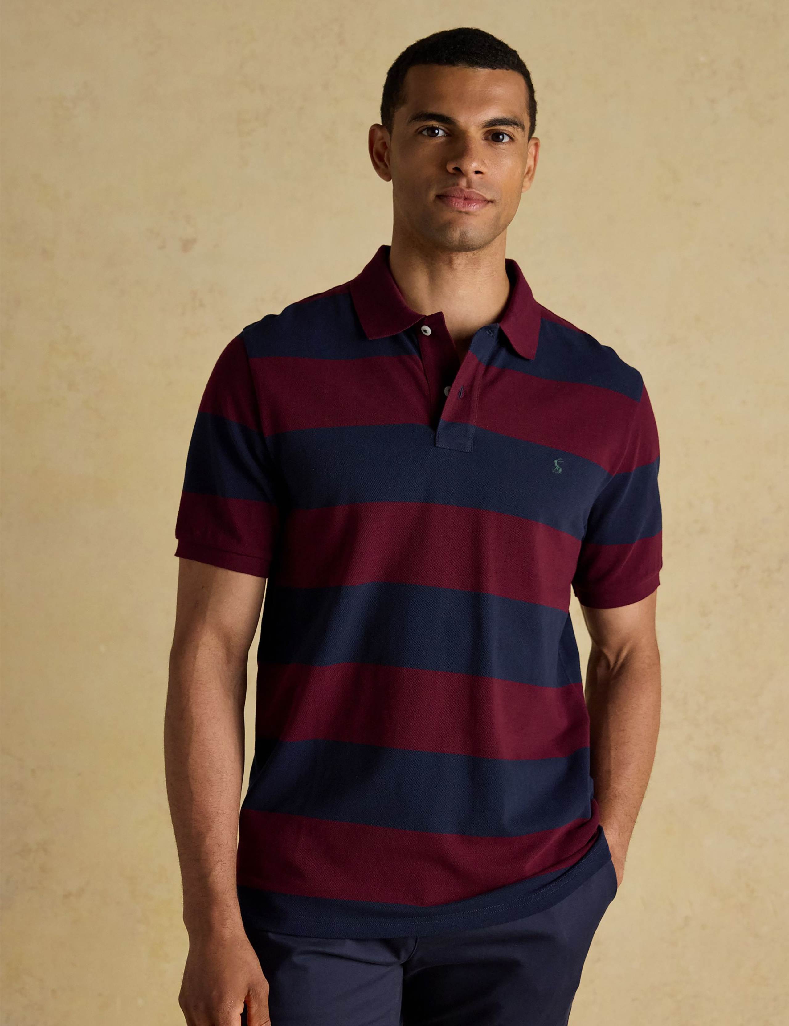 Pure Cotton Striped Polo Shirt