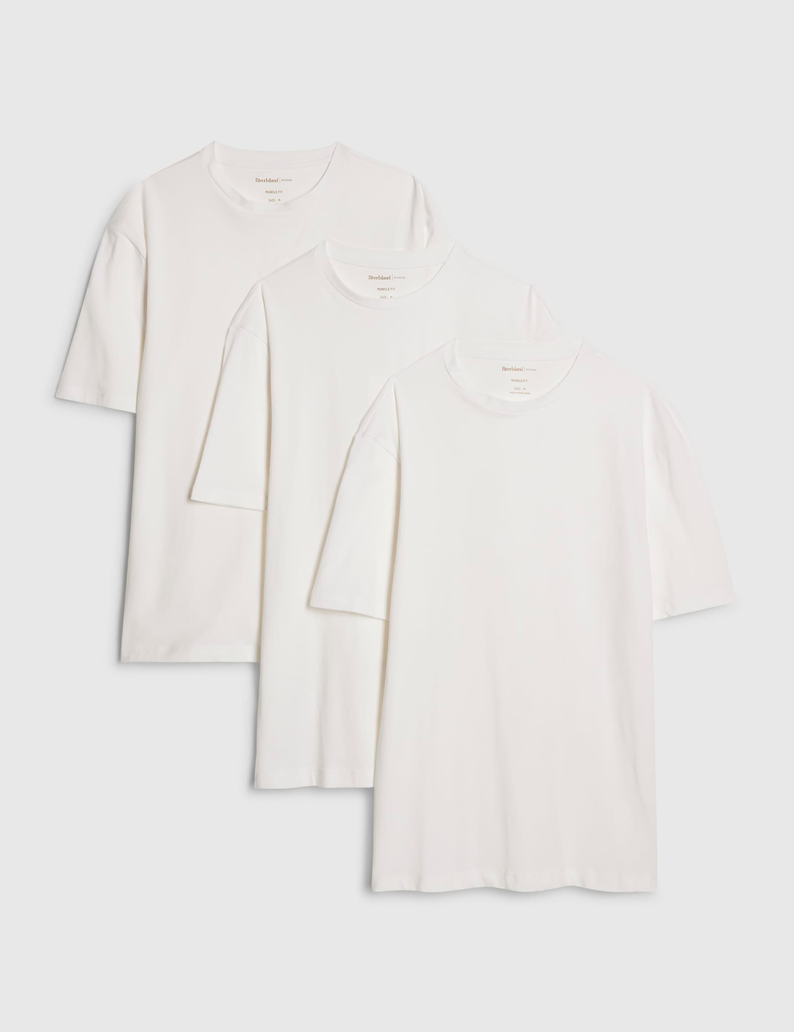 3 Pack Slim Fit Cotton Rich Crew Neck T-Shirts