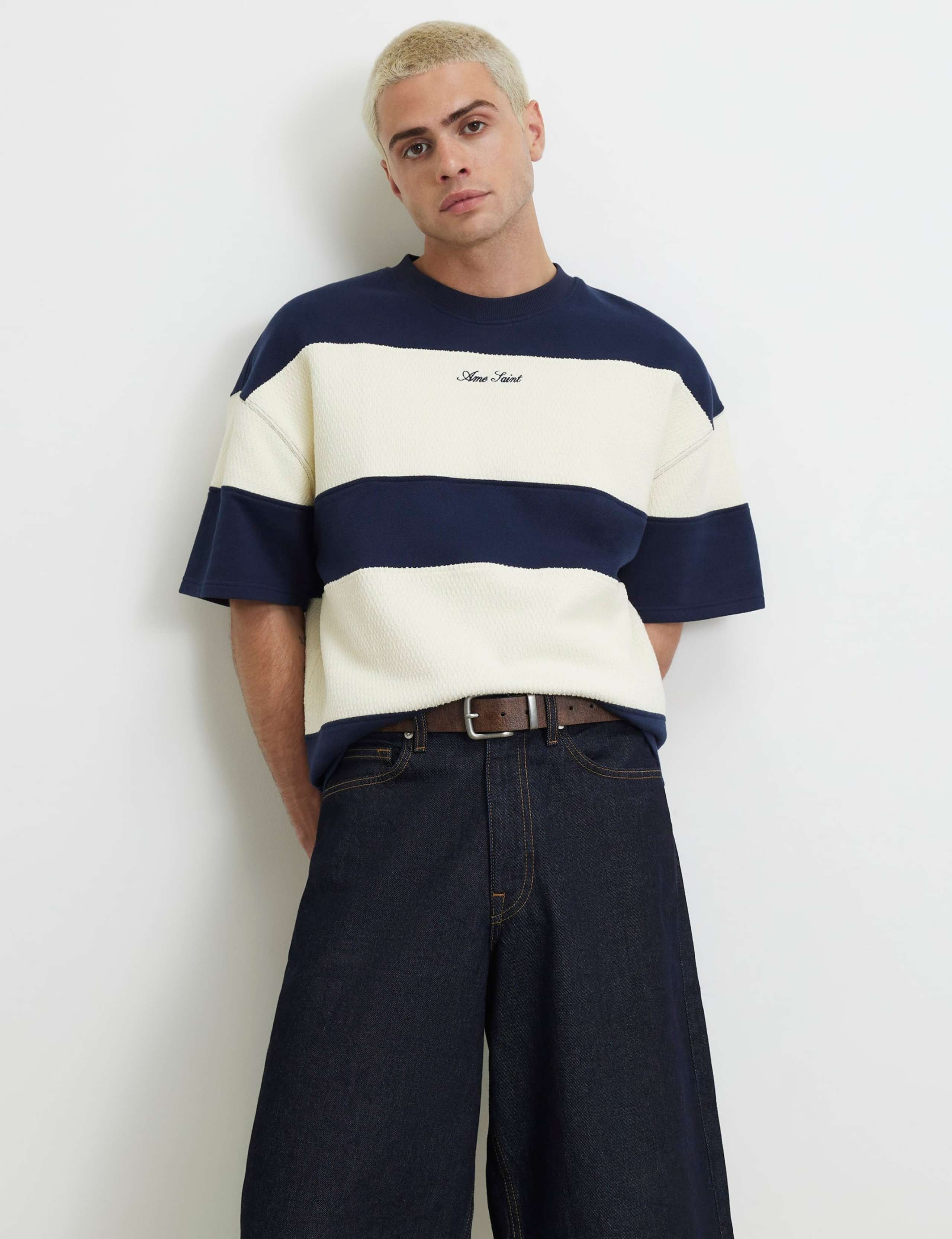 Oversized Pure Cotton Striped T-Shirt