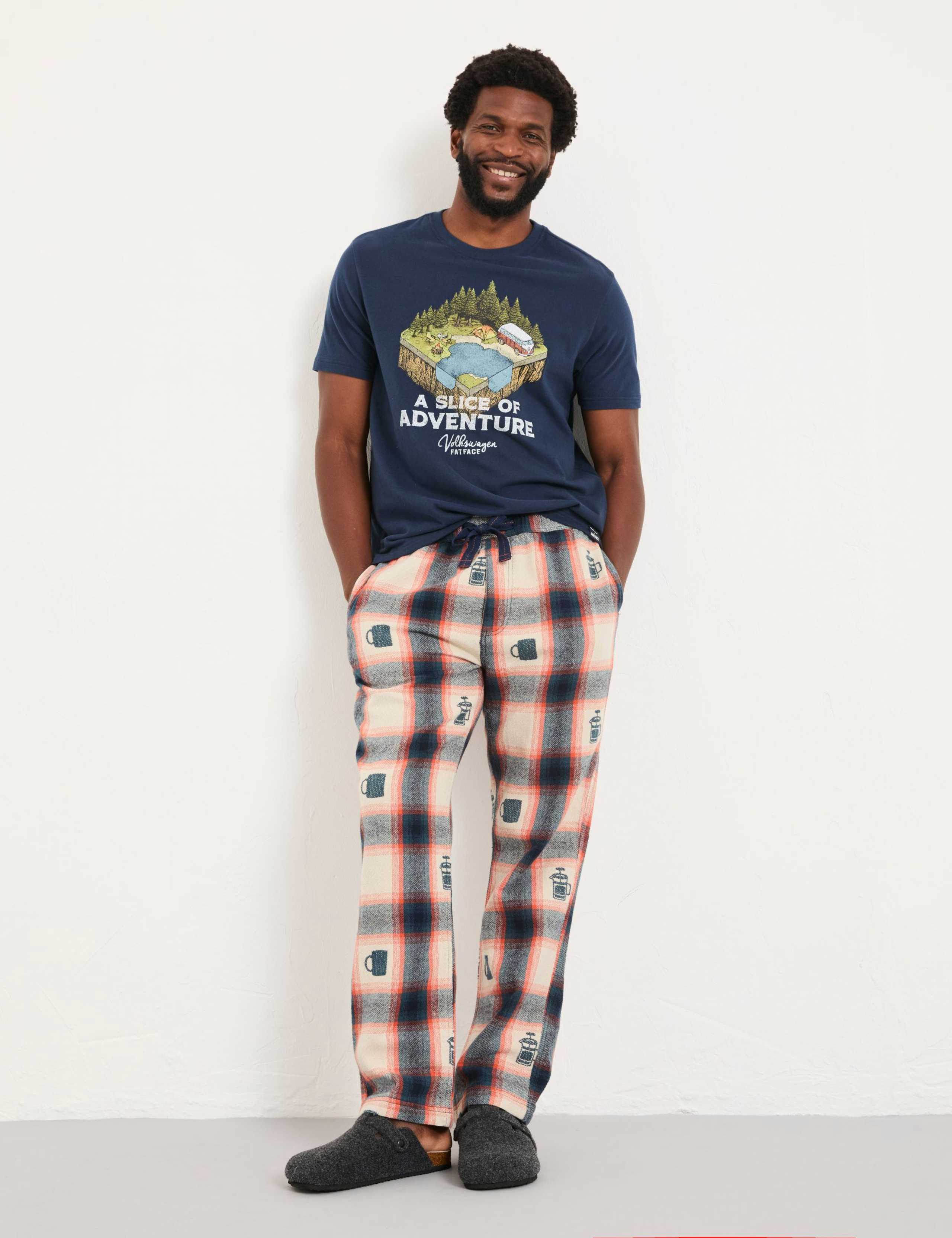 Pure Cotton Checked Coffee Pyjama Bottoms