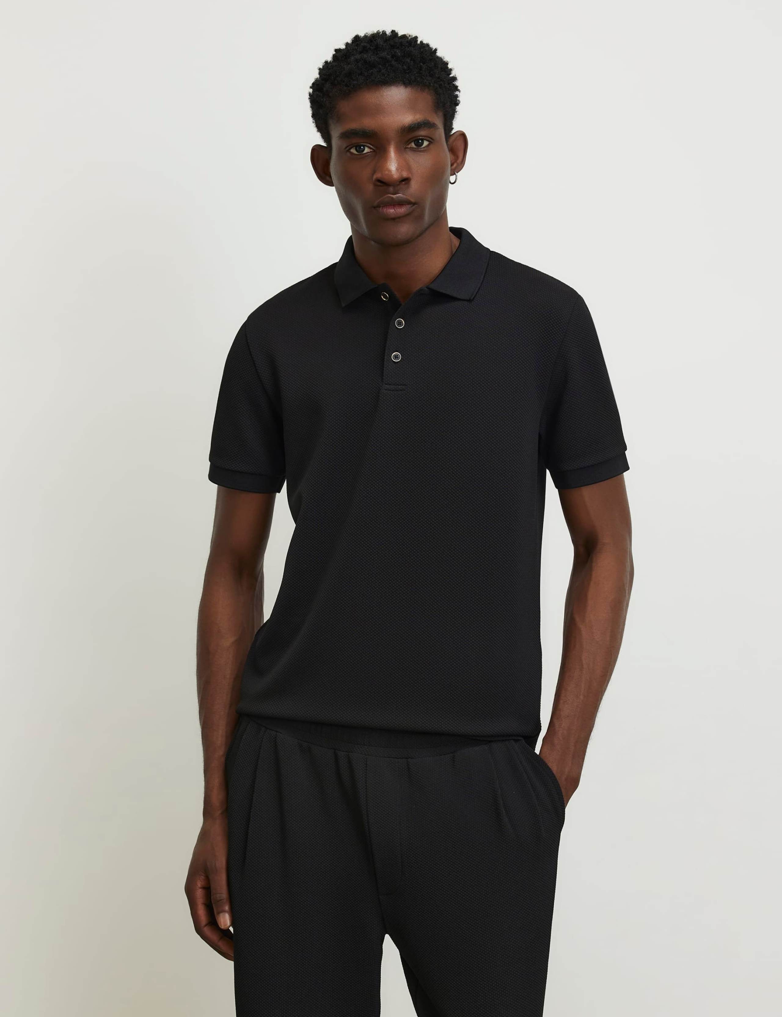 Slim Fit Textured Tipped Polo Shirt