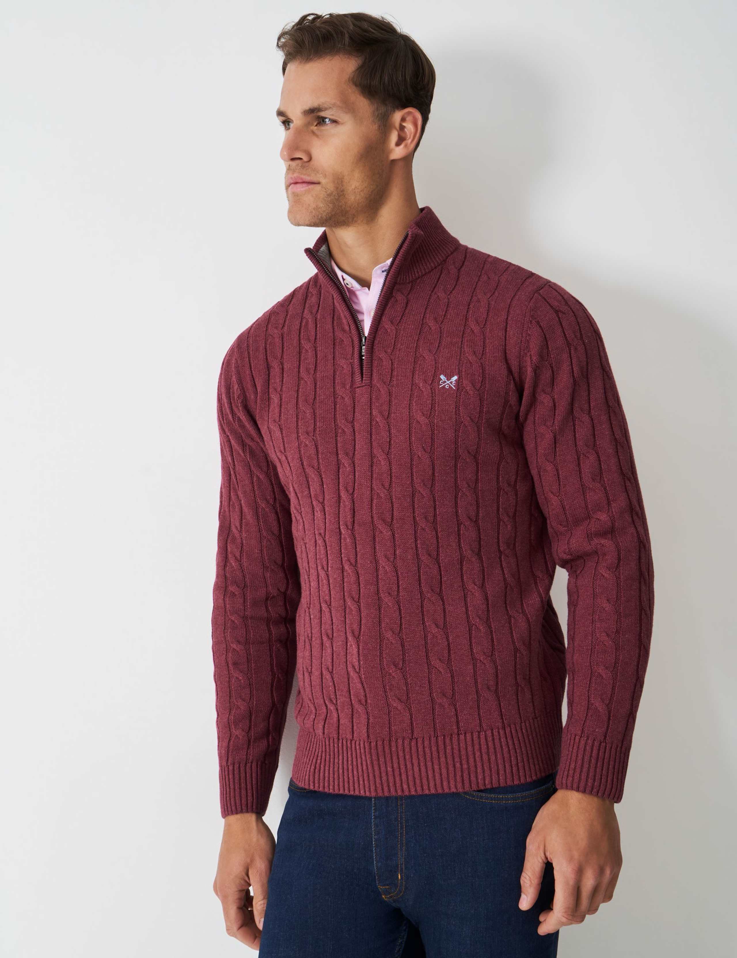 Pure Cotton Cable Knit Half Zip Jumper
