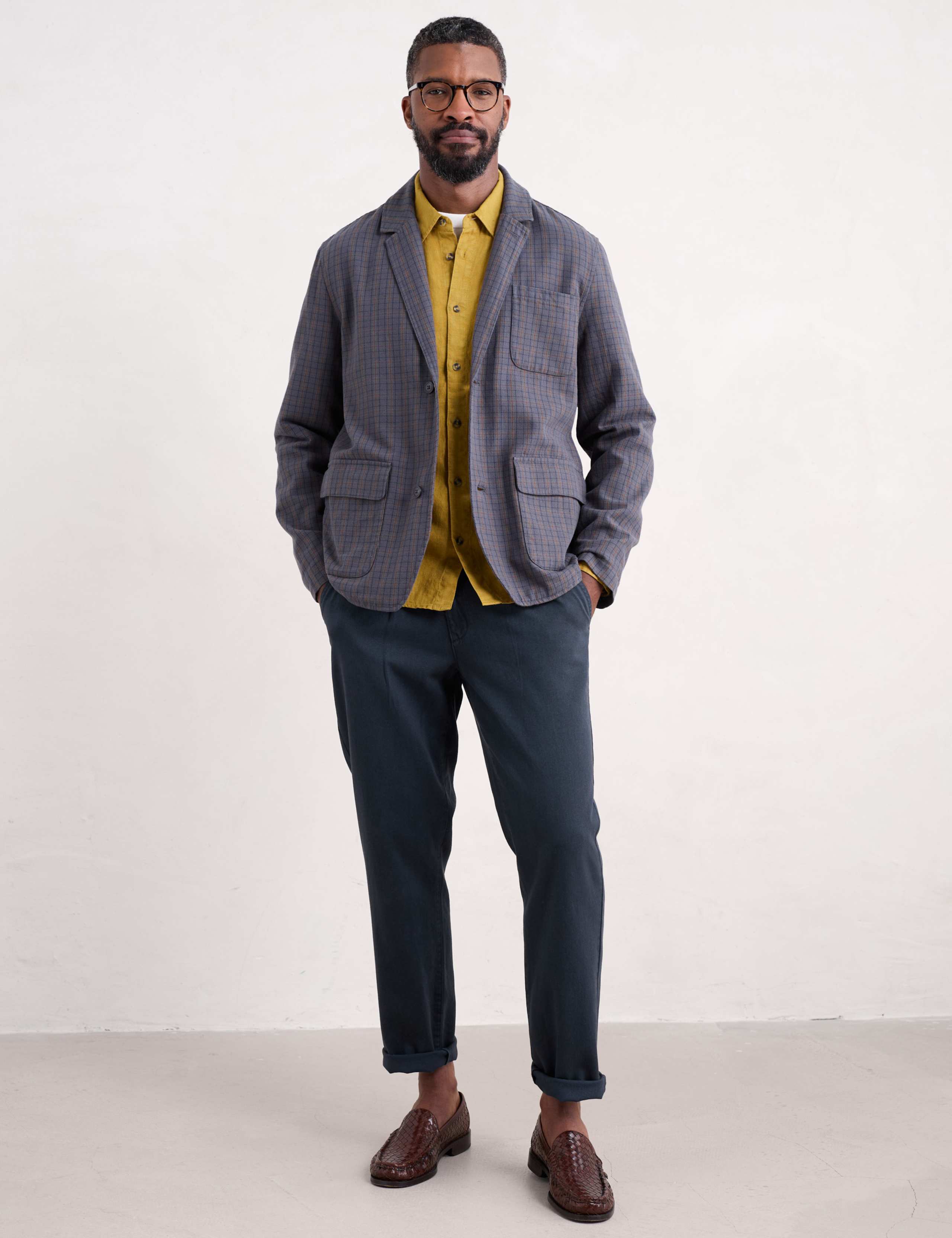 Tapered Fit Pure Cotton Flat Front Trousers