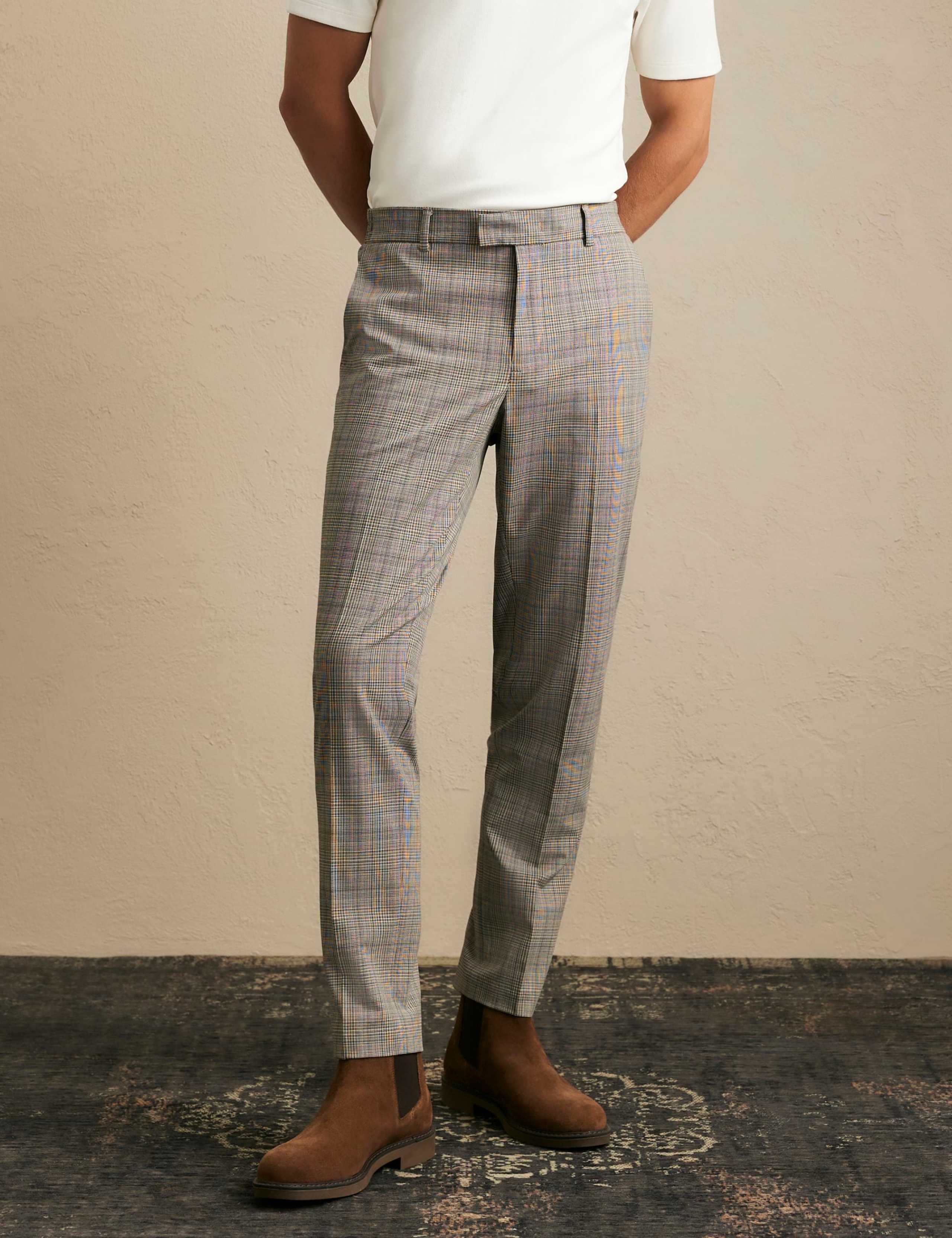 Skinny Fit Check Suit Trousers