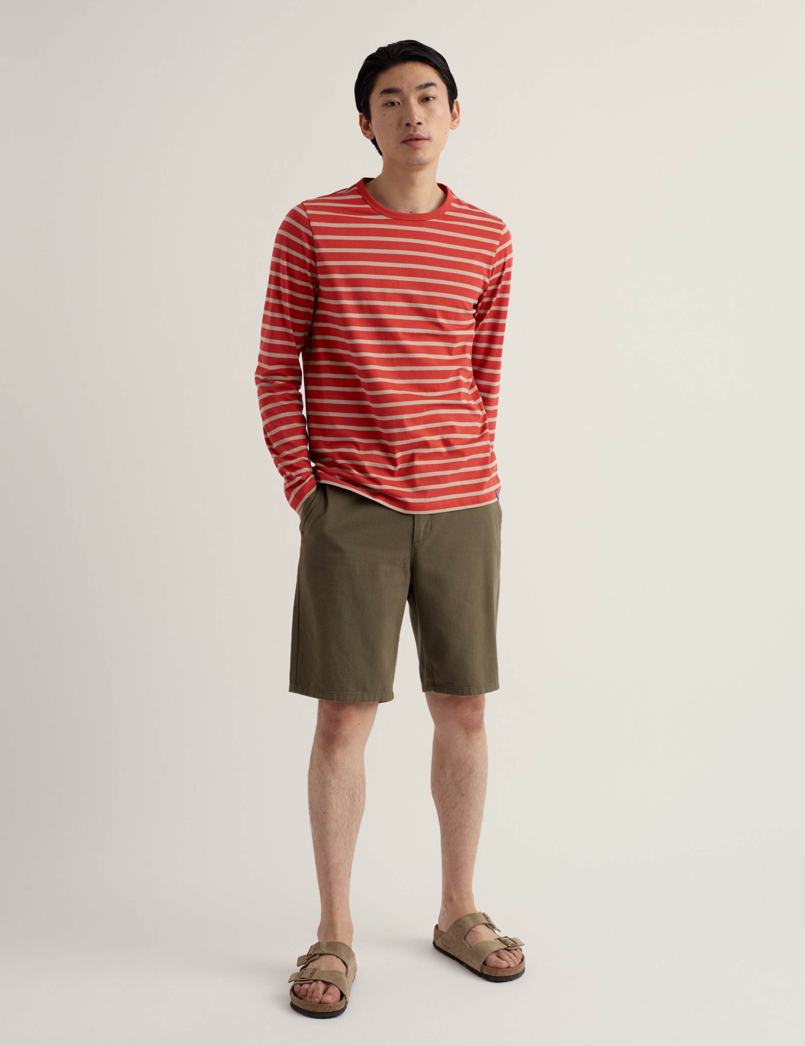 Pure Cotton Striped Crew Neck Top