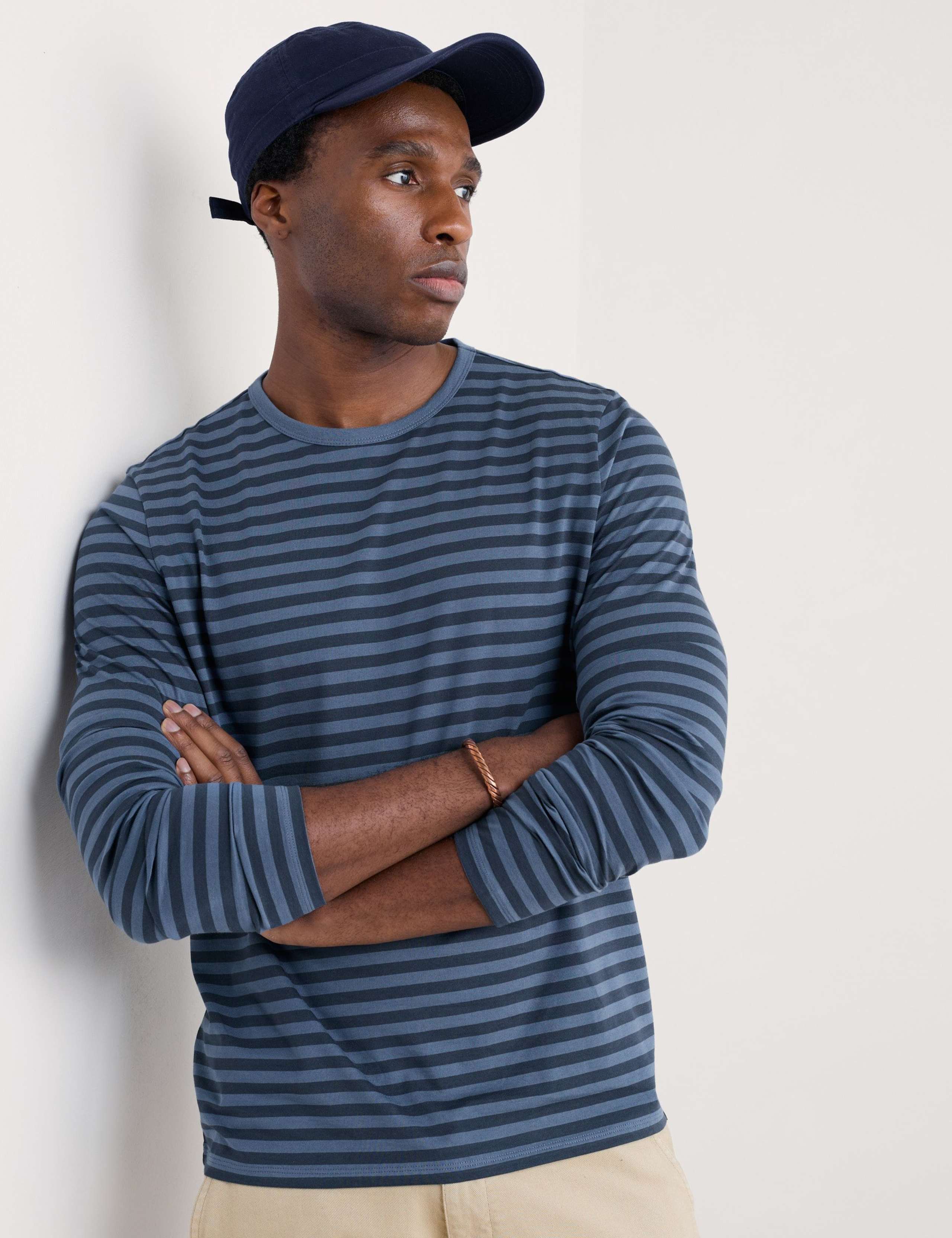 Pure Cotton Striped Crew Neck Top