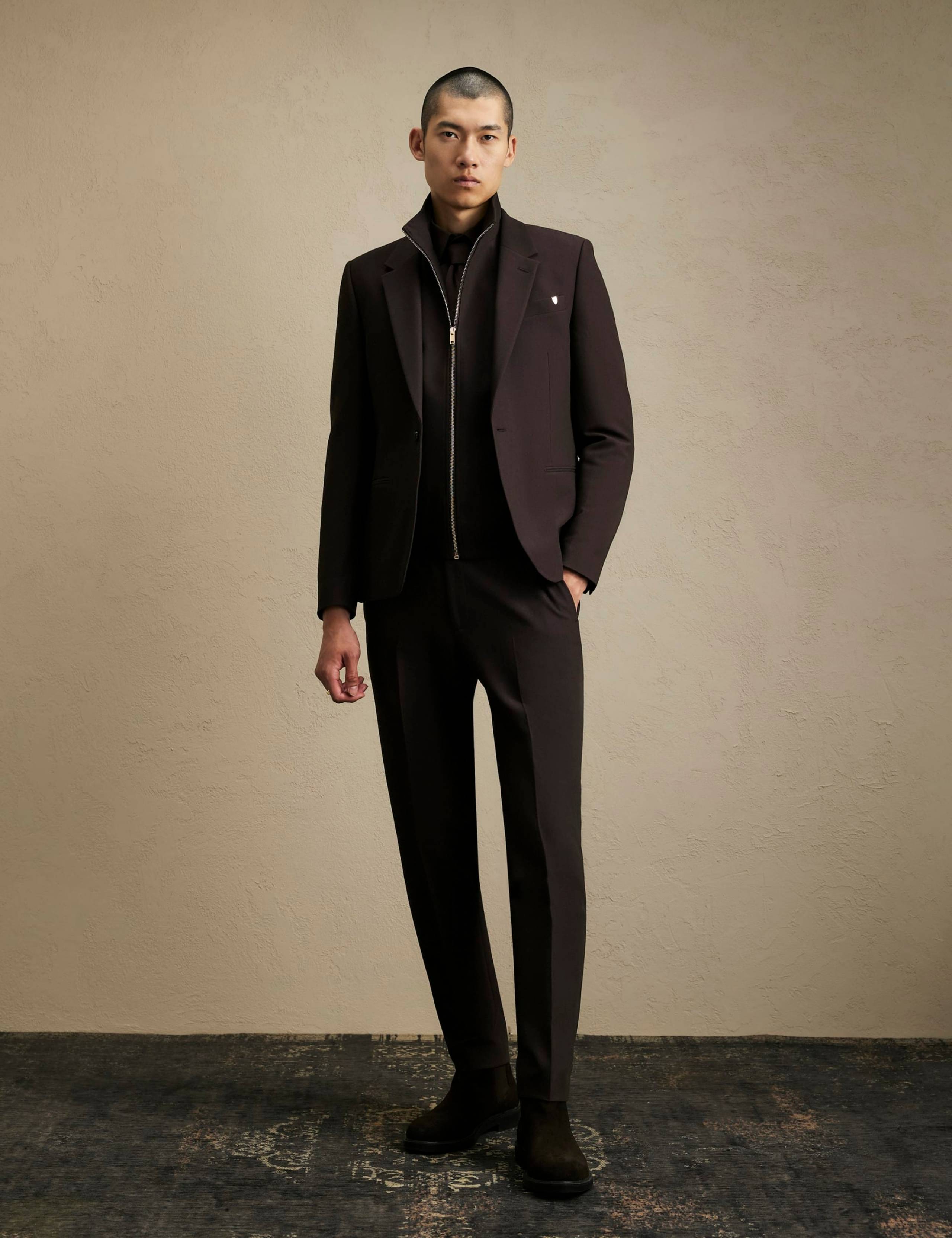 Skinny Fit Flat Front Suit Trousers