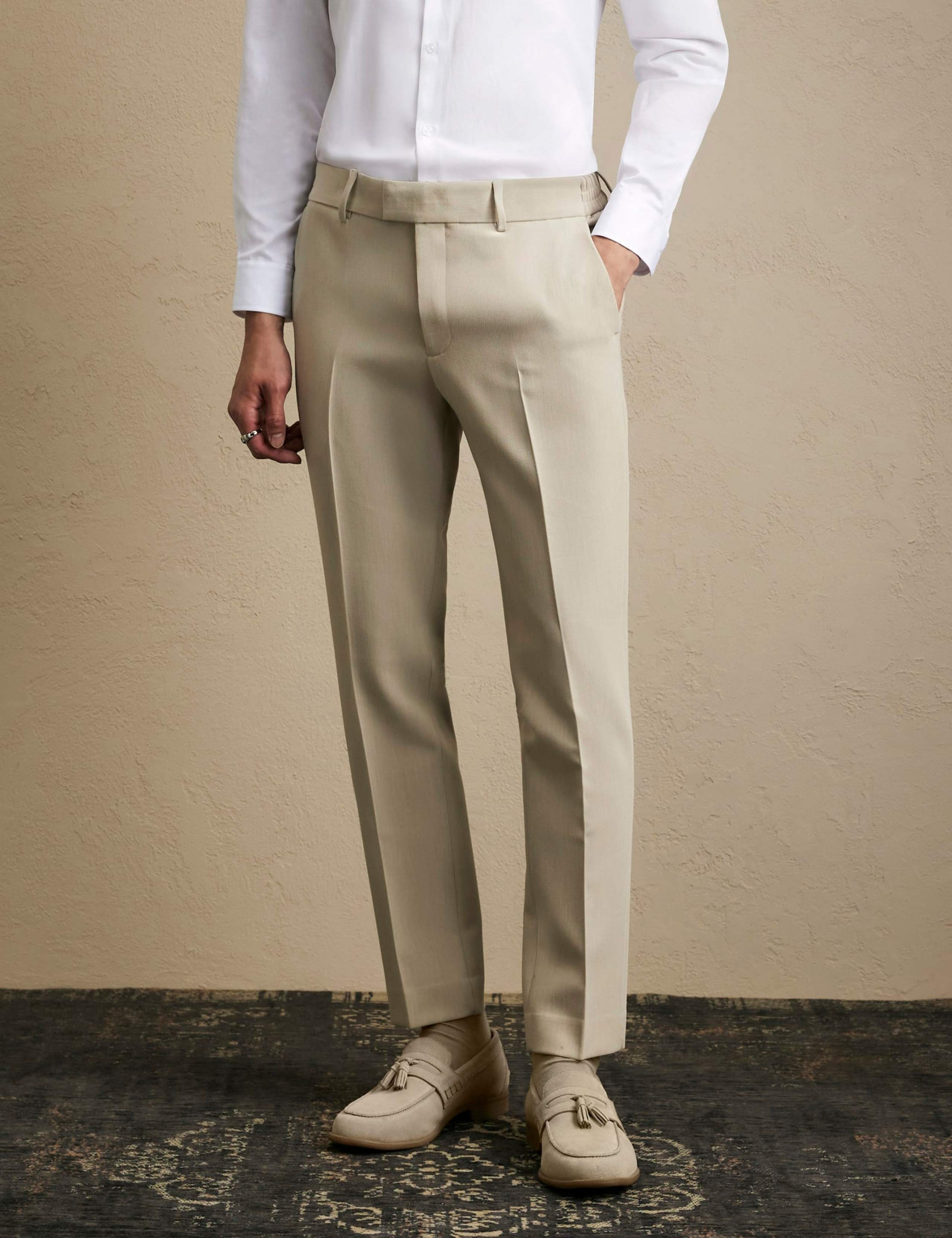 Skinny Fit Flat Front Suit Trousers