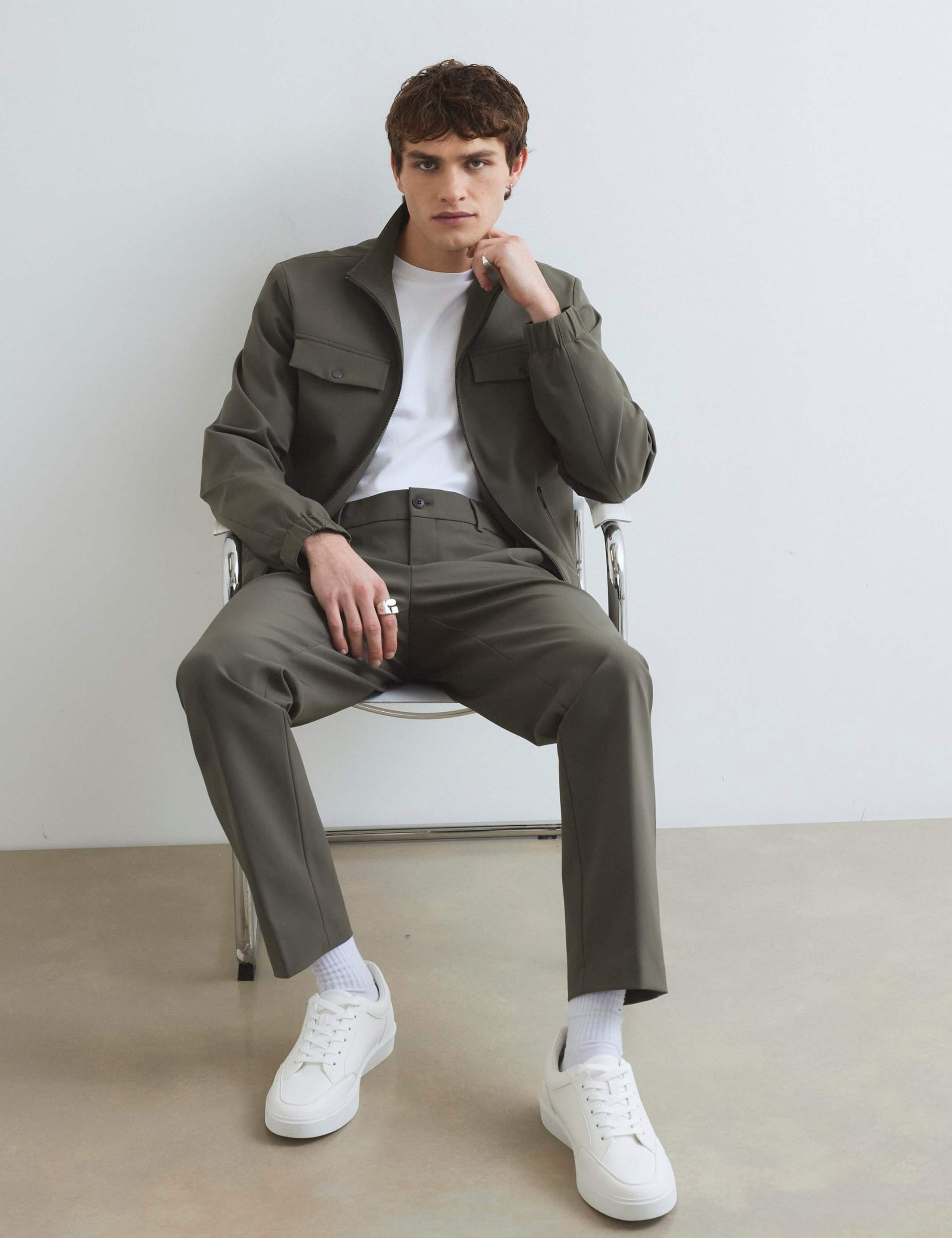 Skinny Fit Flat Front Comfort Waist Trousers