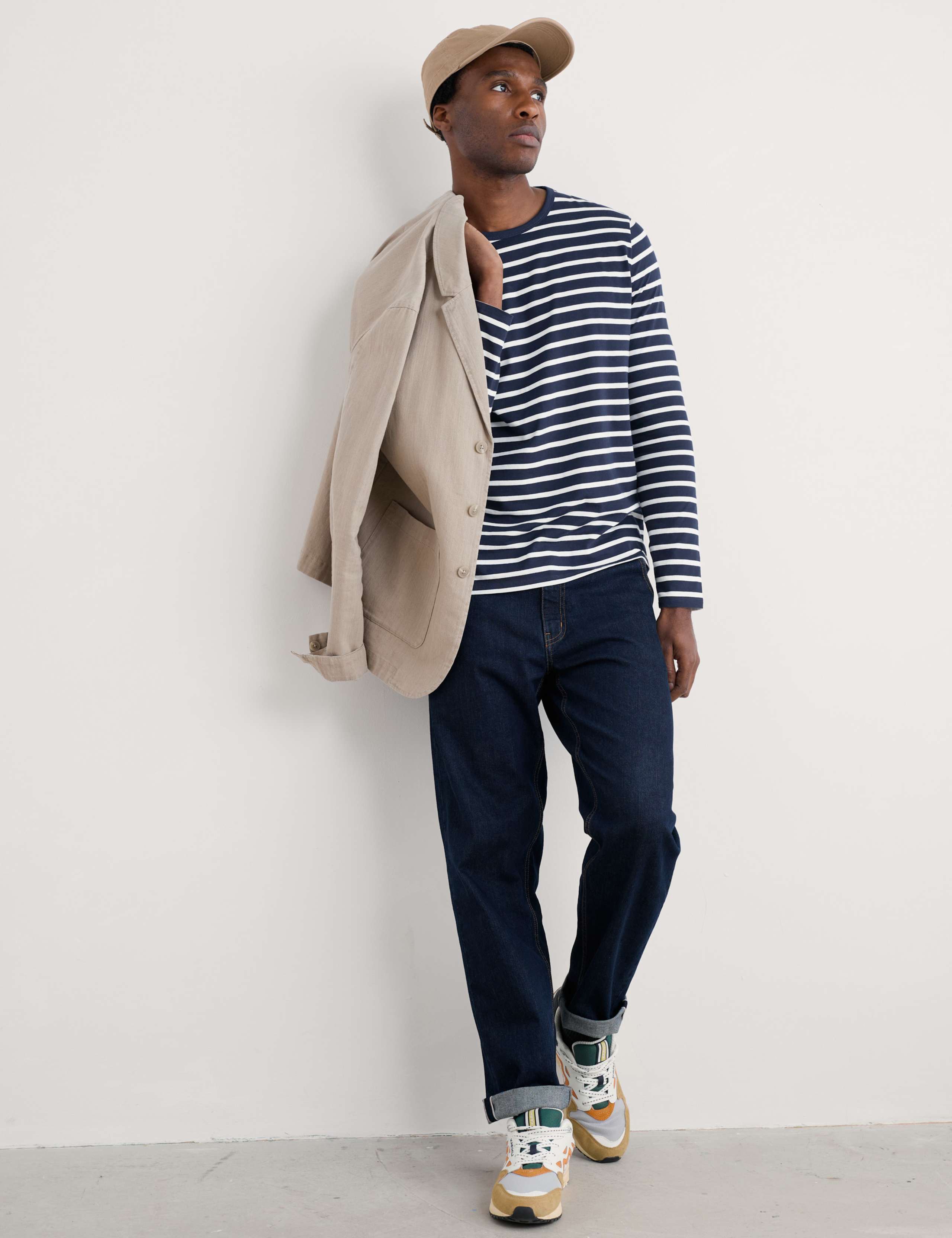 Pure Cotton Striped Crew Neck Top