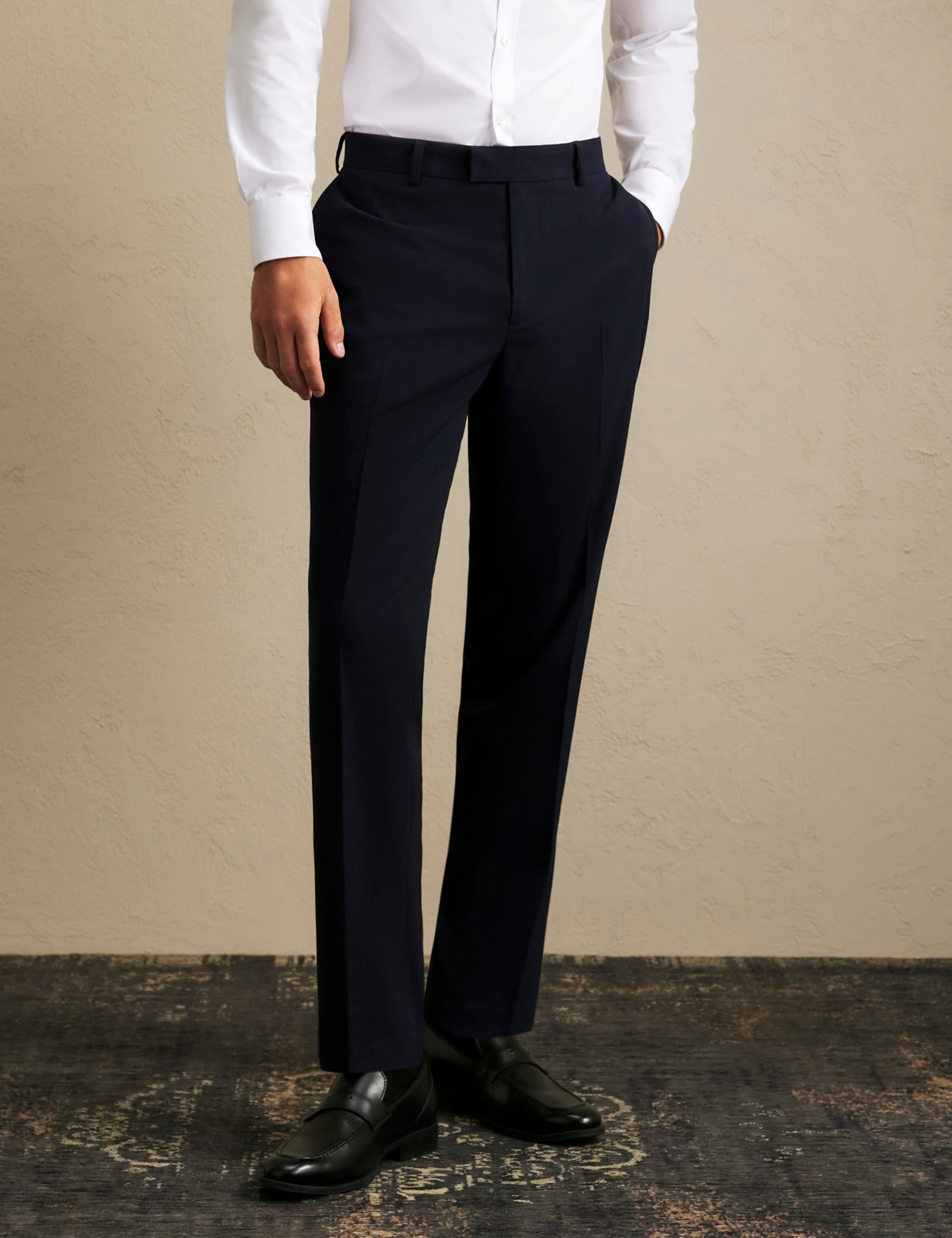 Slim Fit Tailored Flat Front Suit Trousers