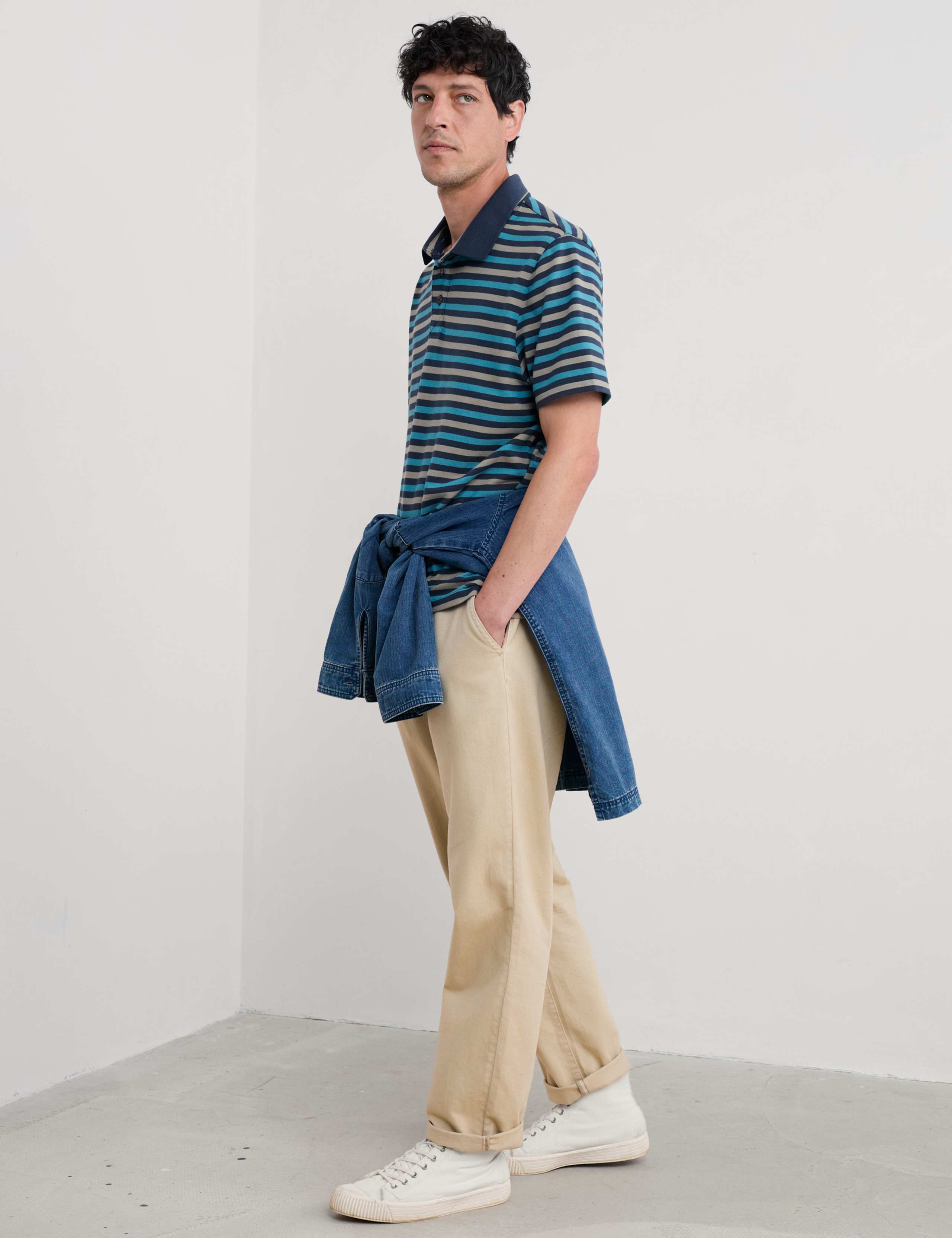 Pure Cotton Striped Polo Shirt