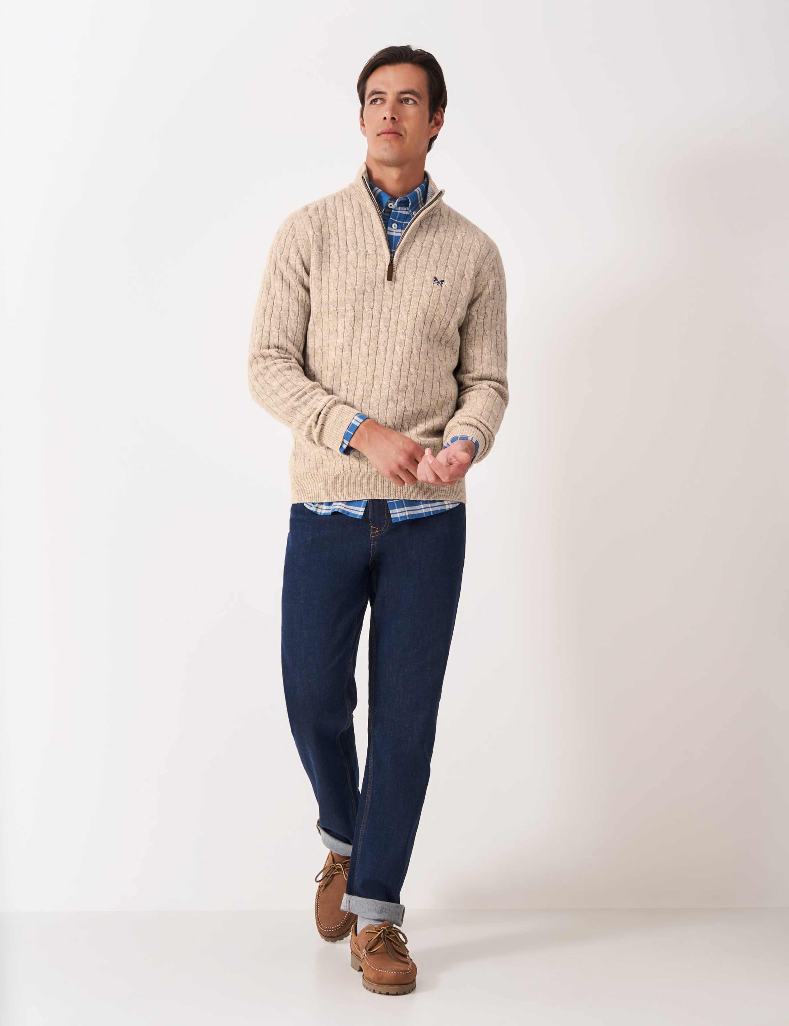 Lambswool Rich Cable Knit Half Zip Jumper