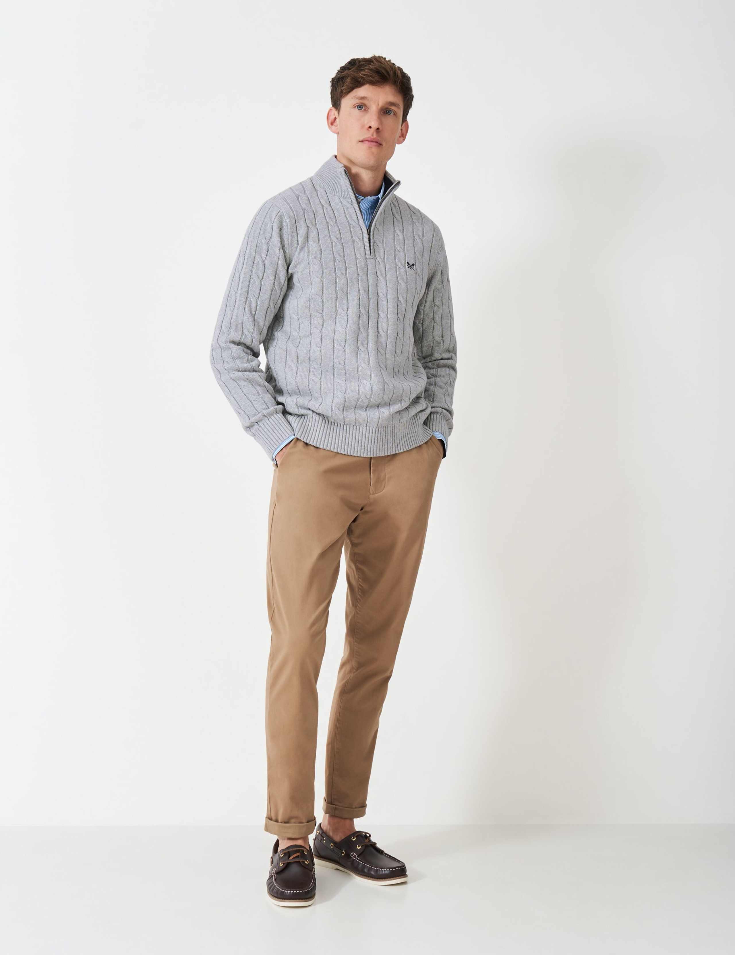 Pure Cotton Cable Knit Half Zip Jumper