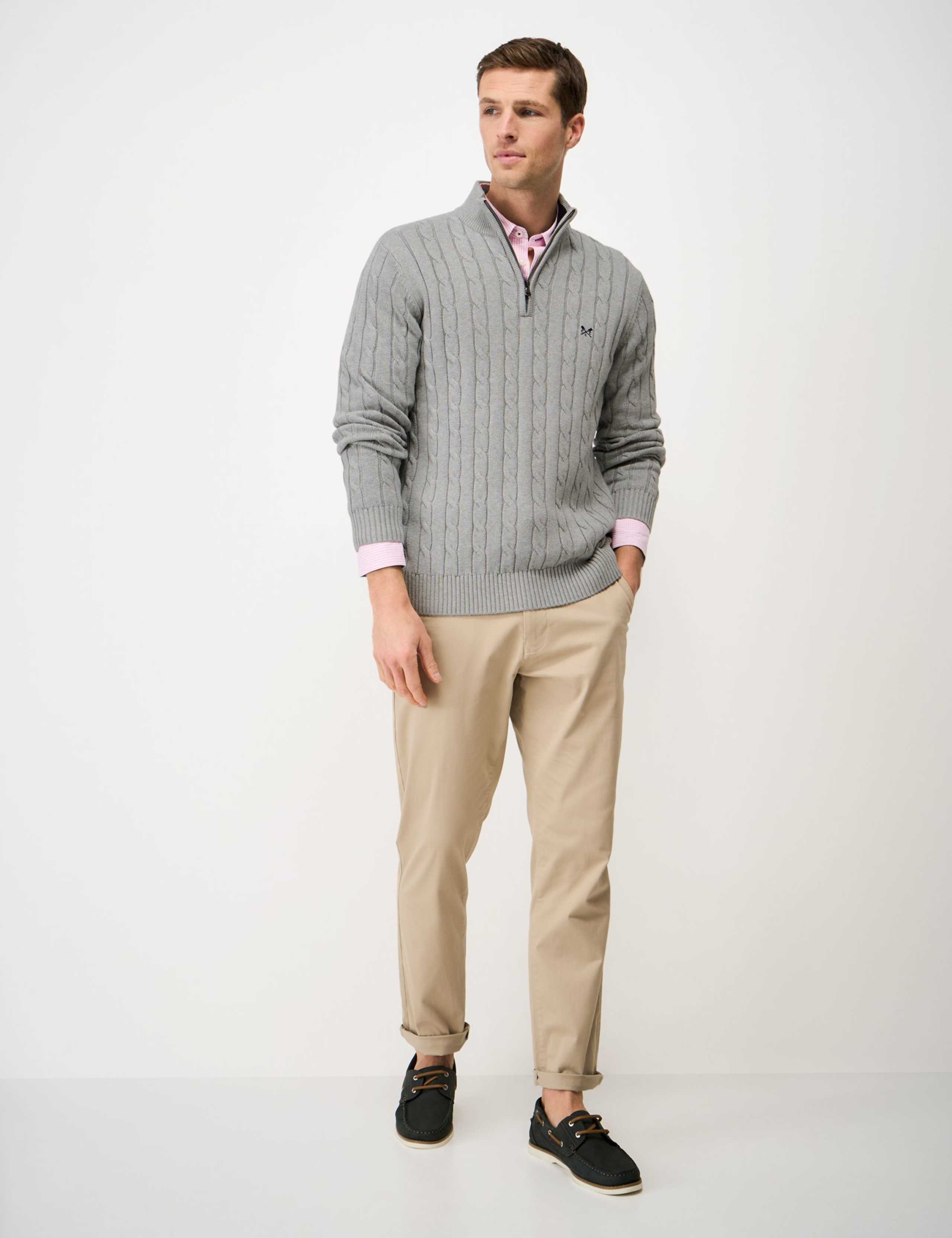 Pure Cotton Cable Knit Half Zip Jumper