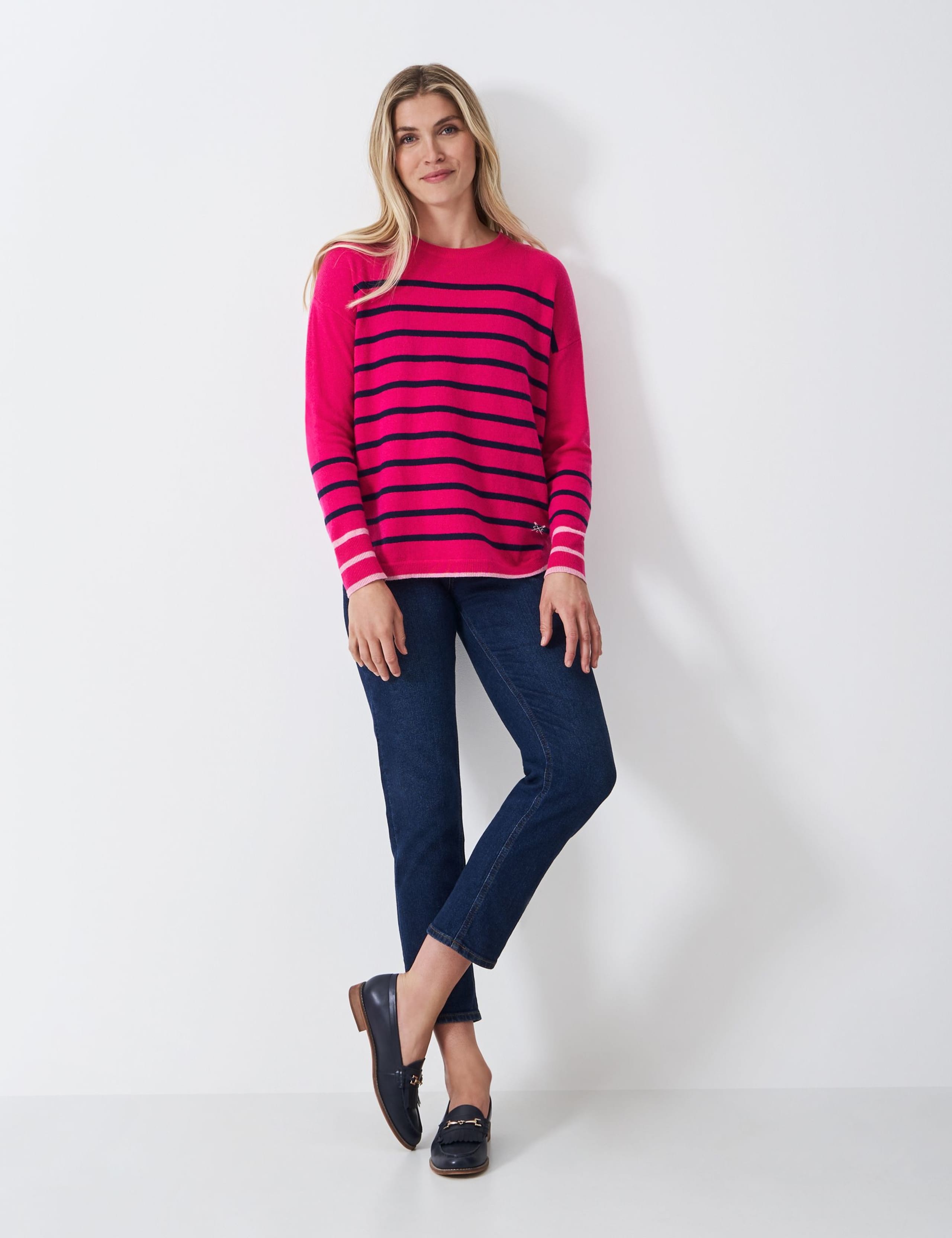 Merion Wool Rich Striped Crew Neck Jumper
