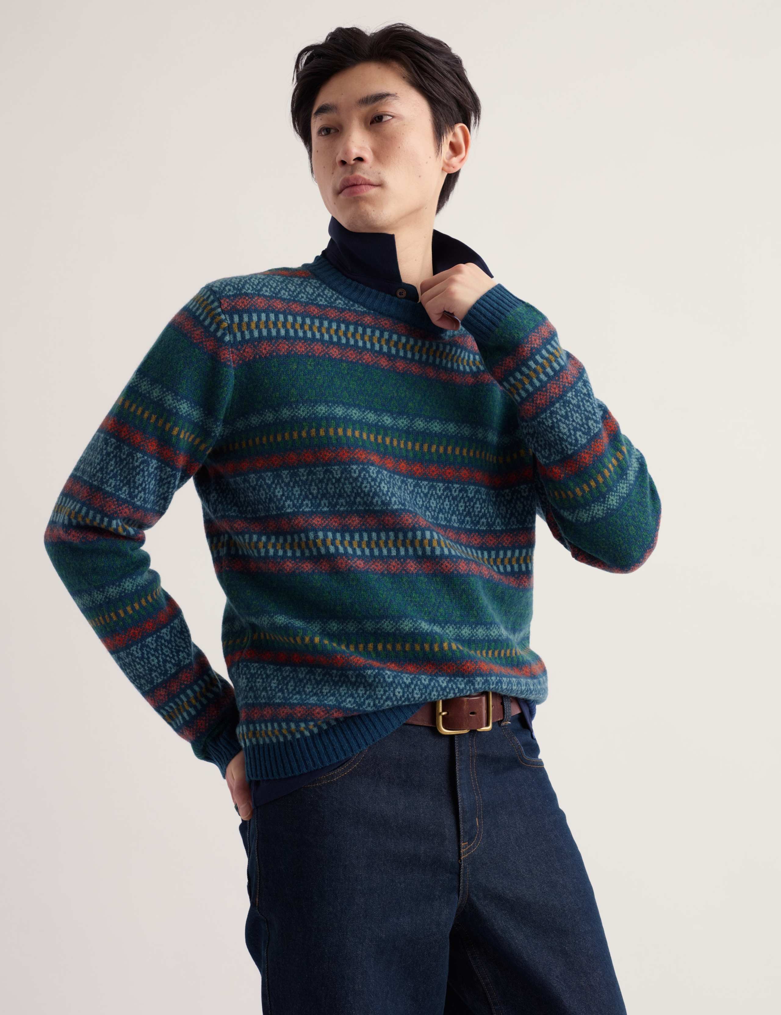 Lambswool Rich Fair Isle Crew Neck Jumper