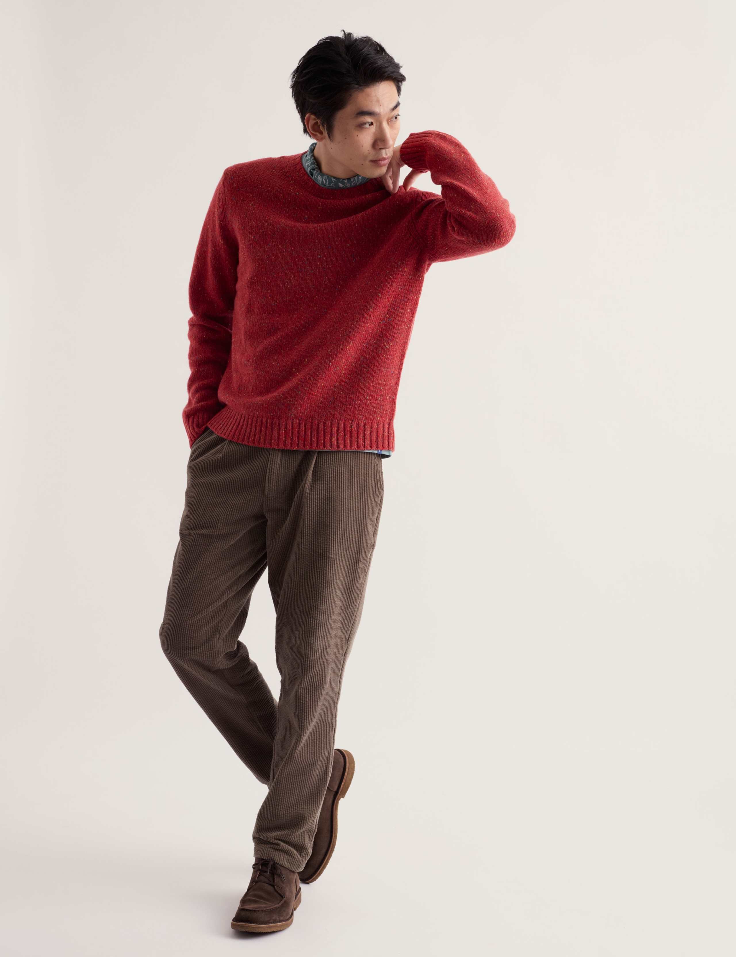 Merino Wool Rich Flecked Crew Neck Jumper
