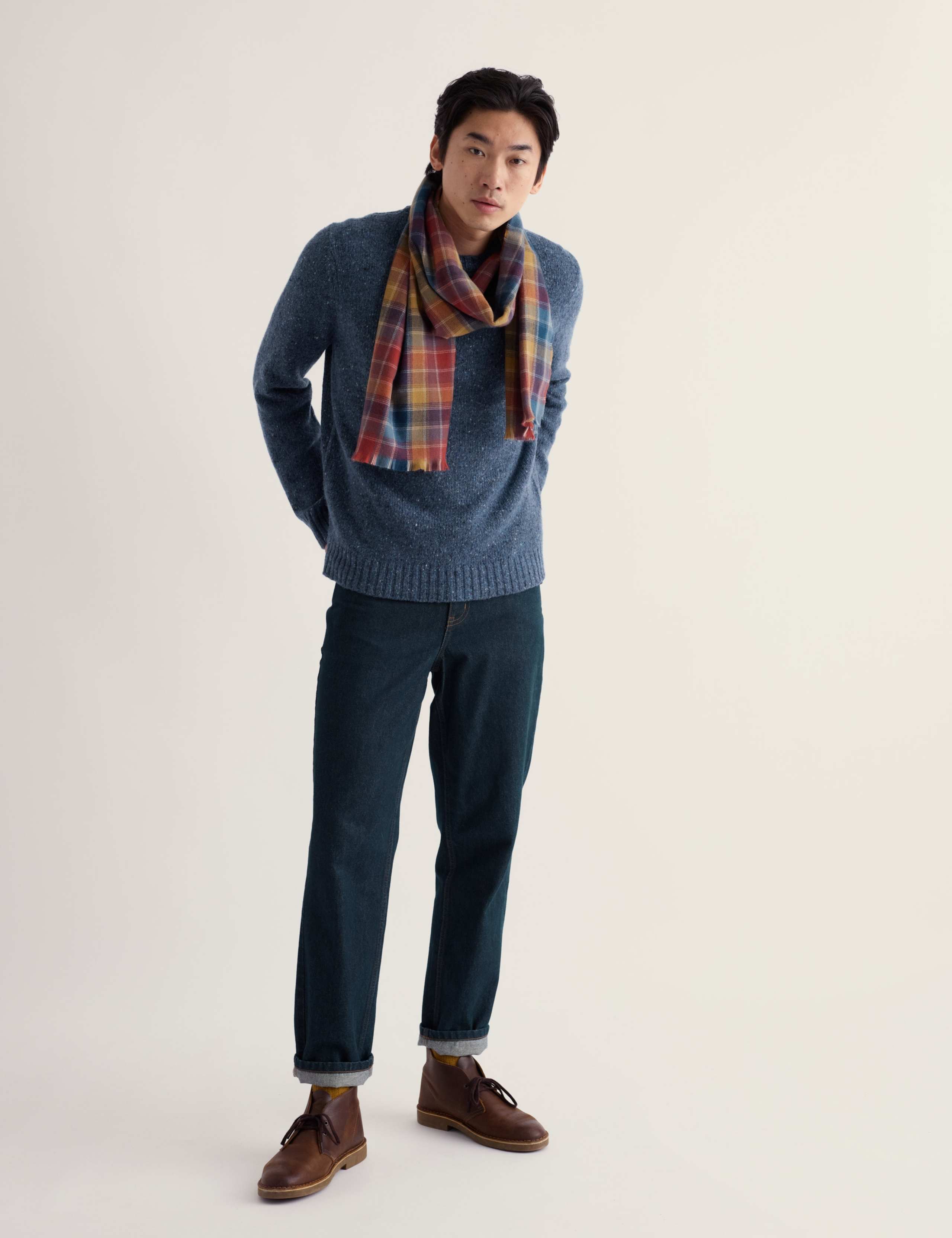 Merino Wool Rich Flecked Crew Neck Jumper