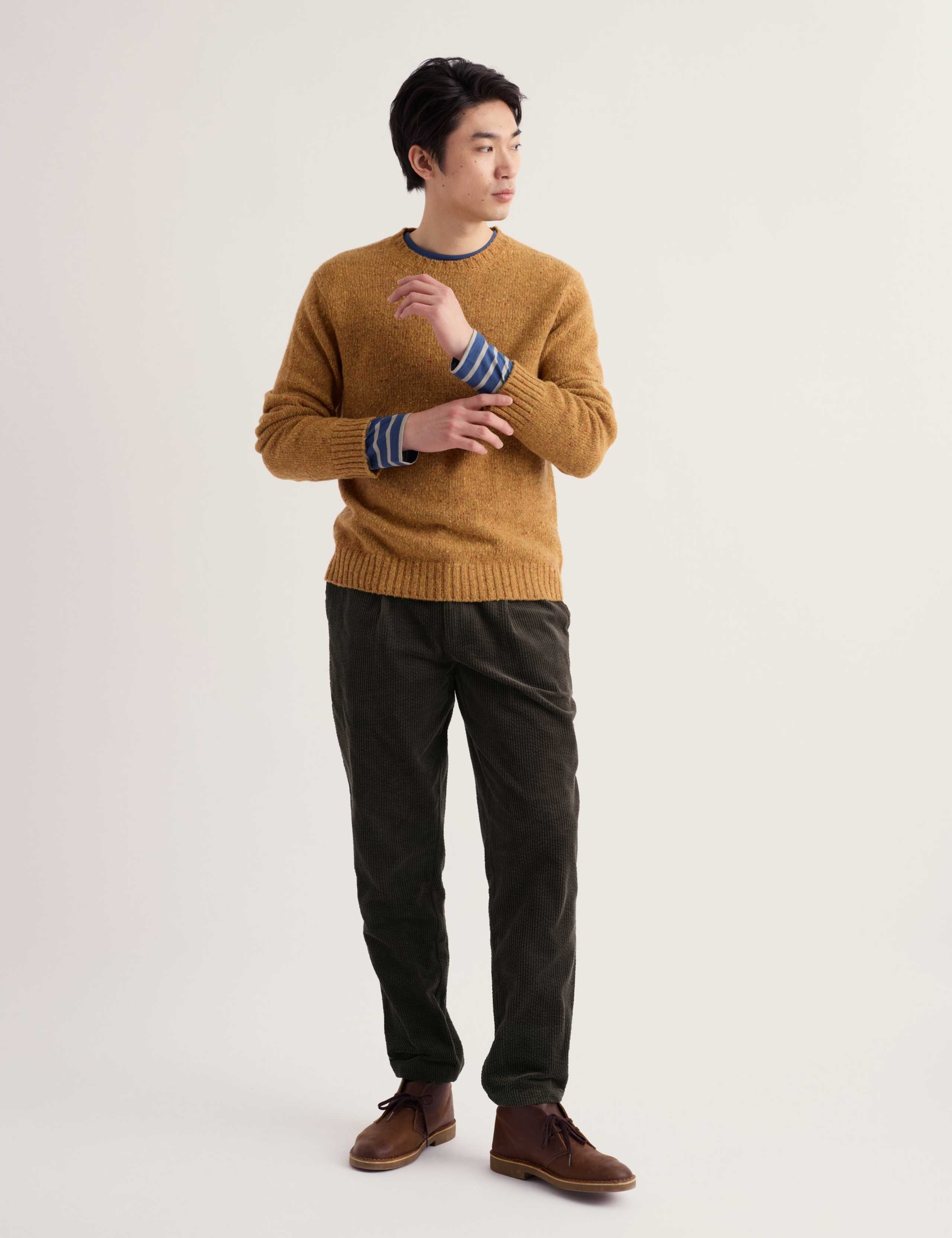 Merino Wool Rich Flecked Crew Neck Jumper