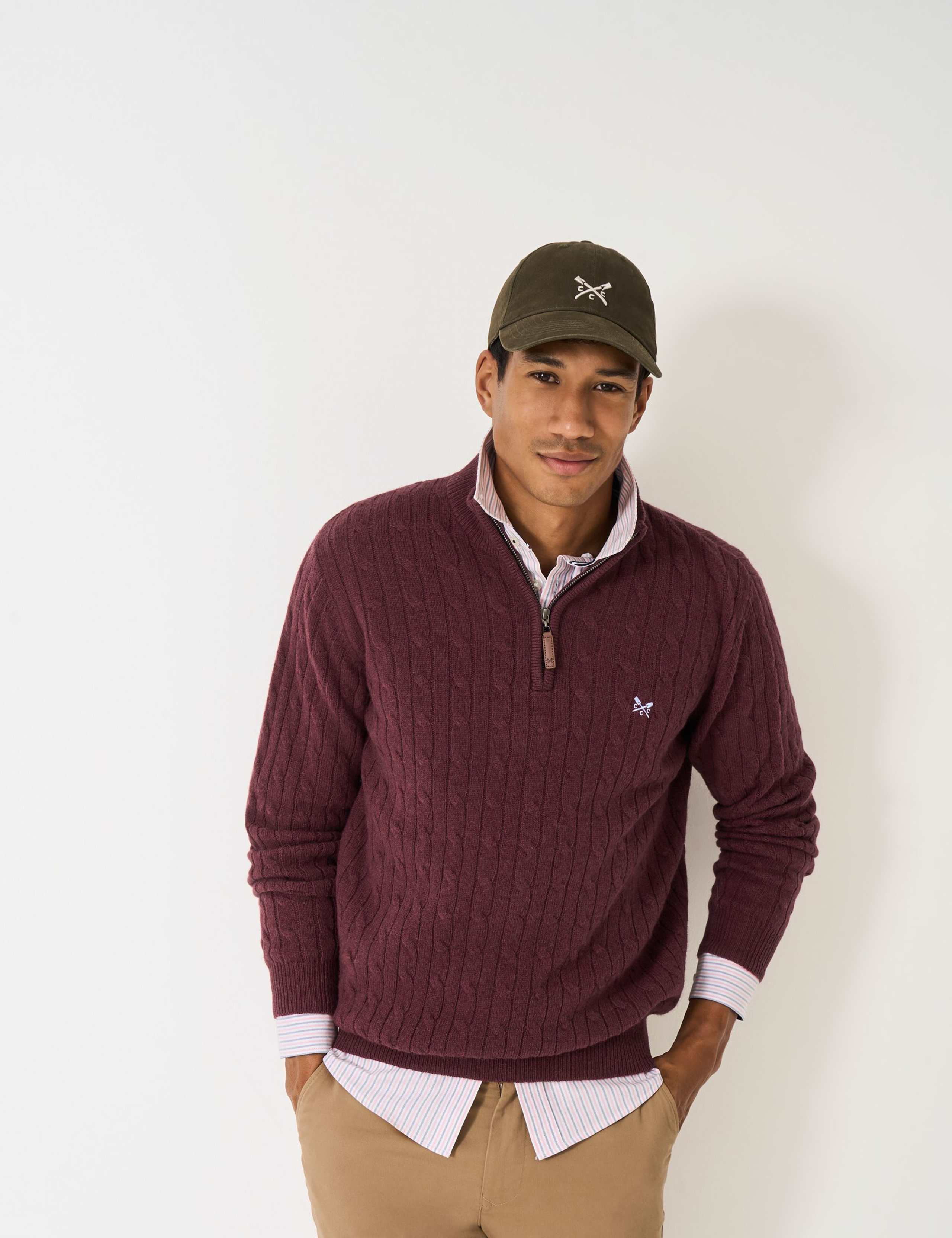 Lambswool Rich Cable Half Zip Jumper