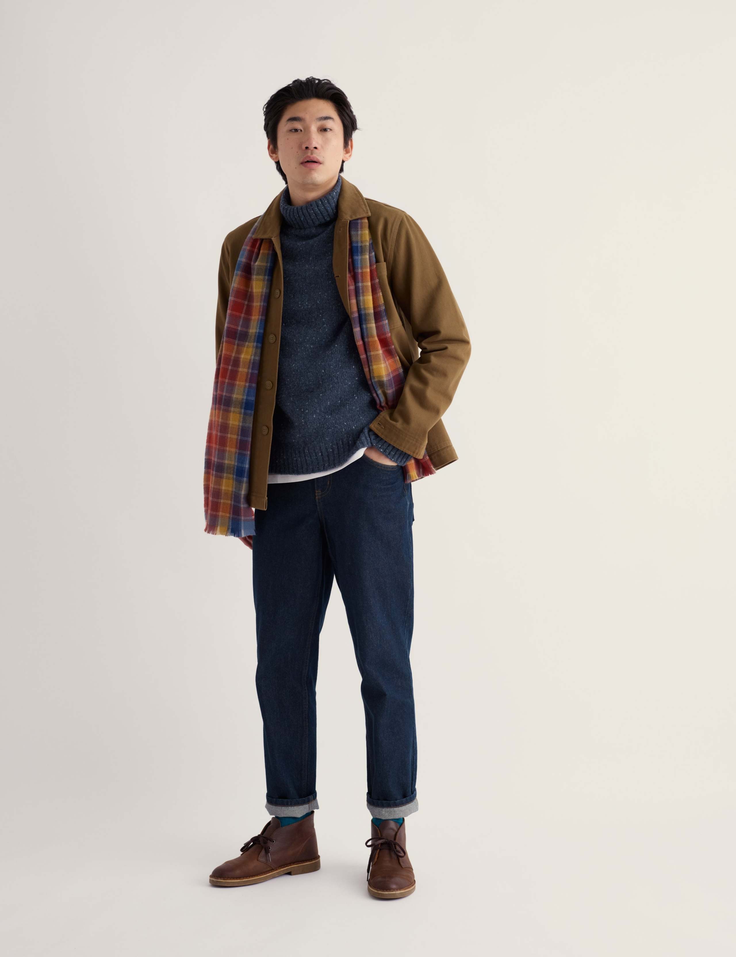 Merino Wool Rich Flecked Roll Neck Jumper