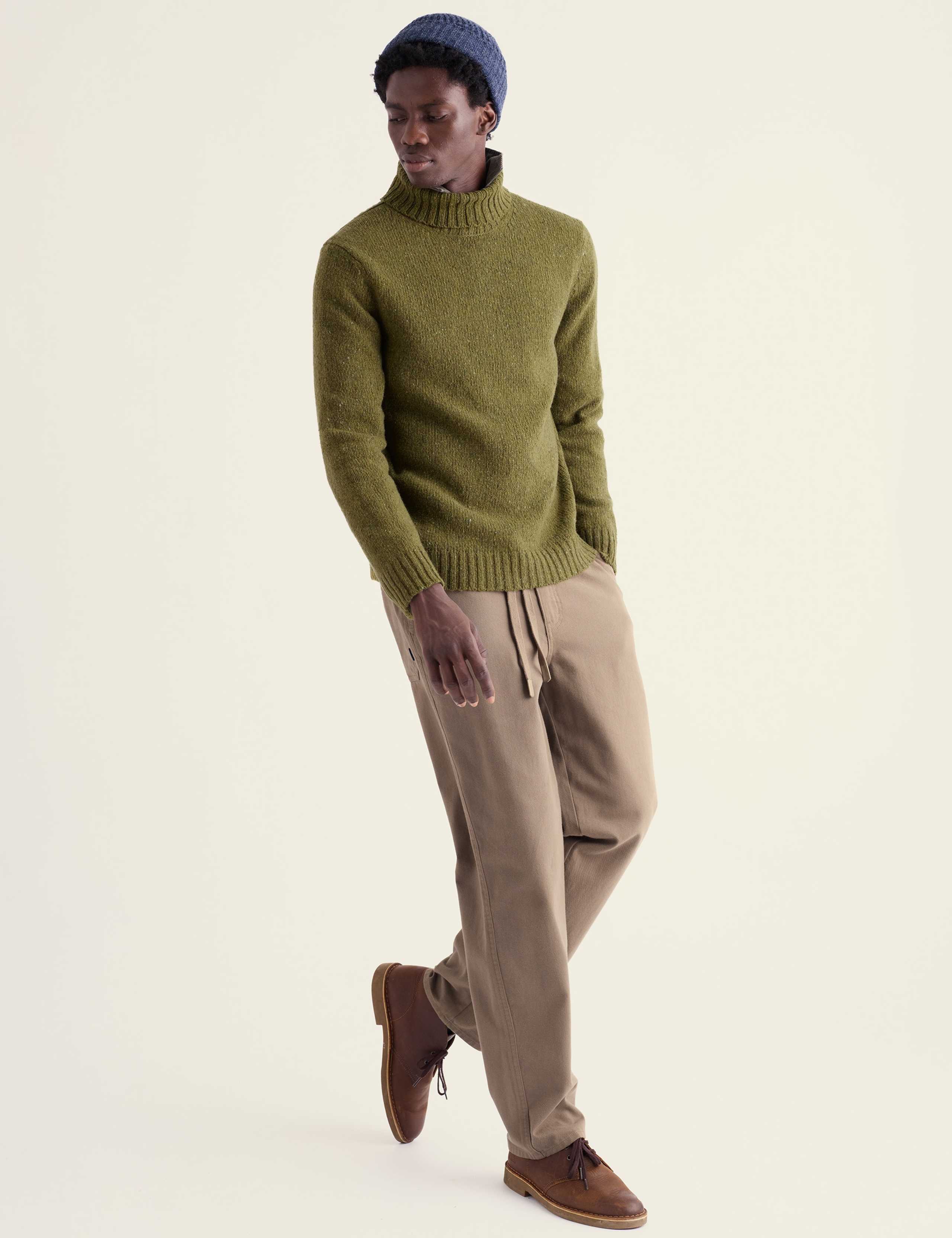 Merino Wool Rich Flecked Roll Neck Jumper
