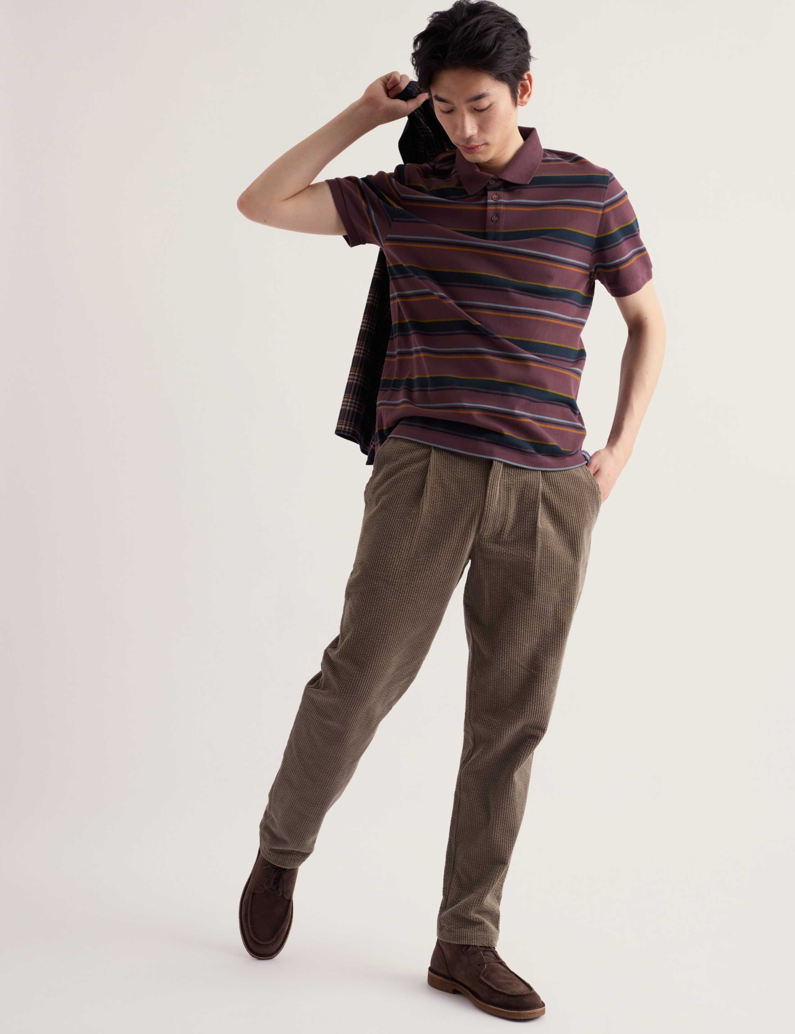 Pure Cotton Striped Polo Shirt