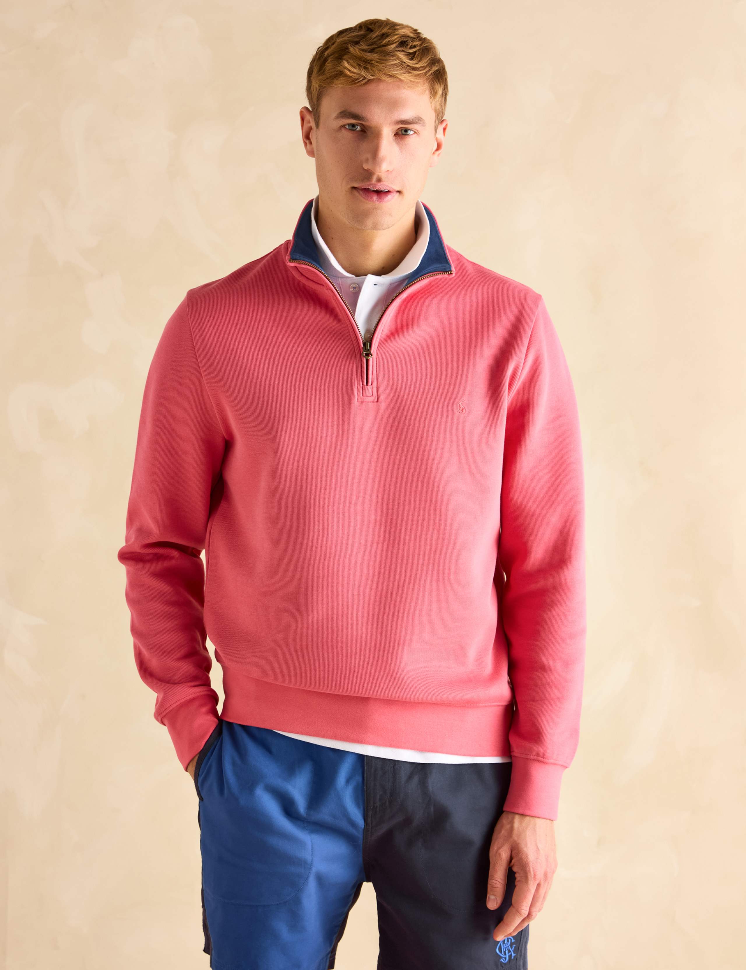 Pure Cotton Funnel Neck Half Zip Jumper