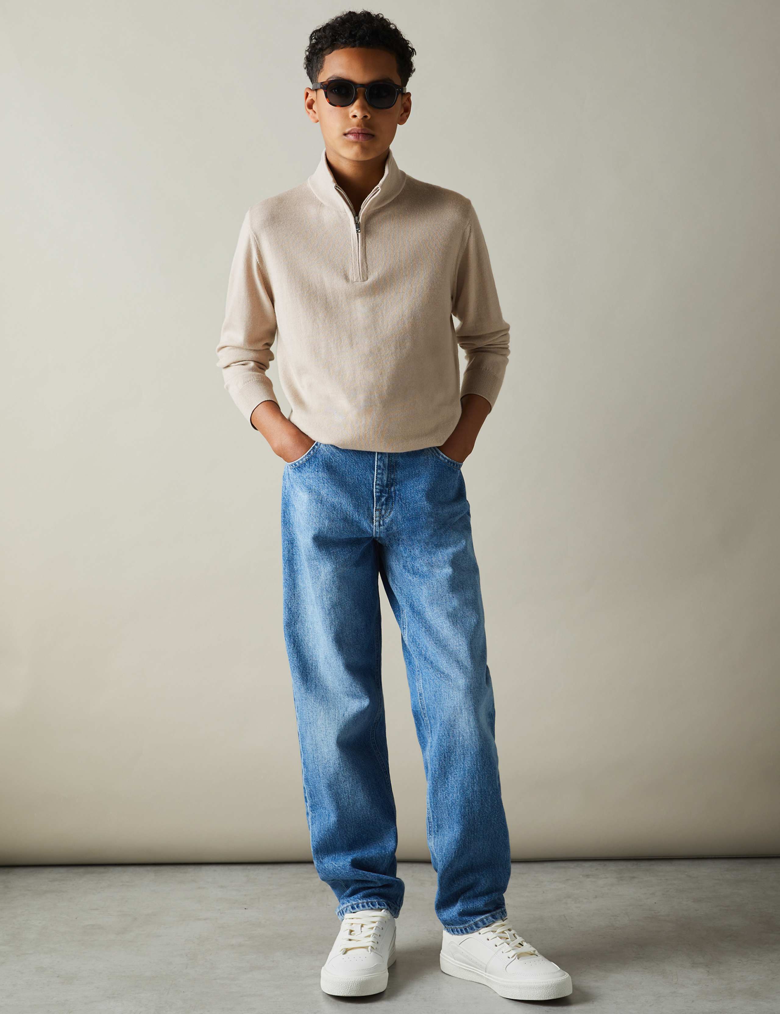 Pure Wool Knitted Half Zip Jumper (3-14 Yrs)
