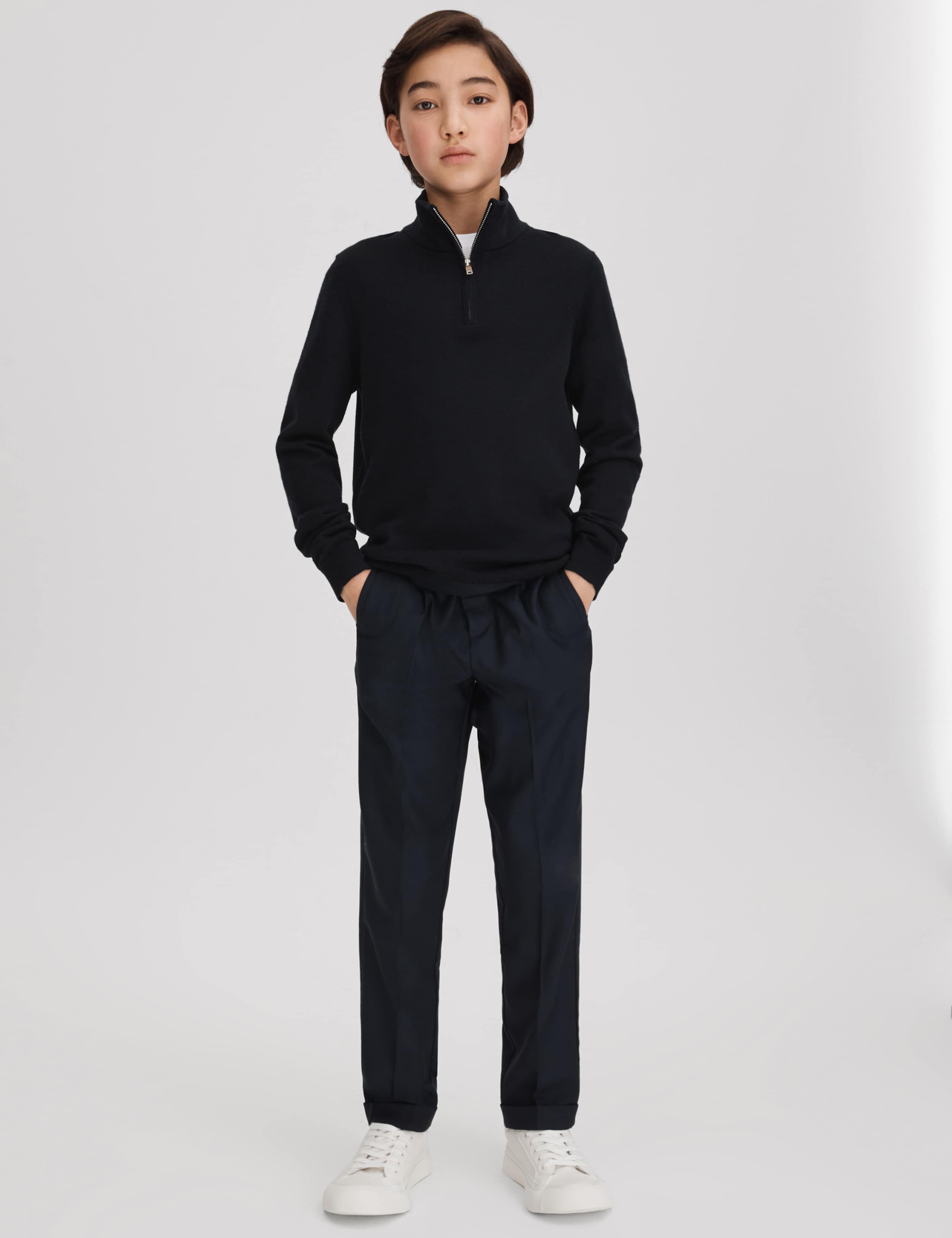 Pure Wool Knitted Half Zip Jumper (3-14 Yrs)