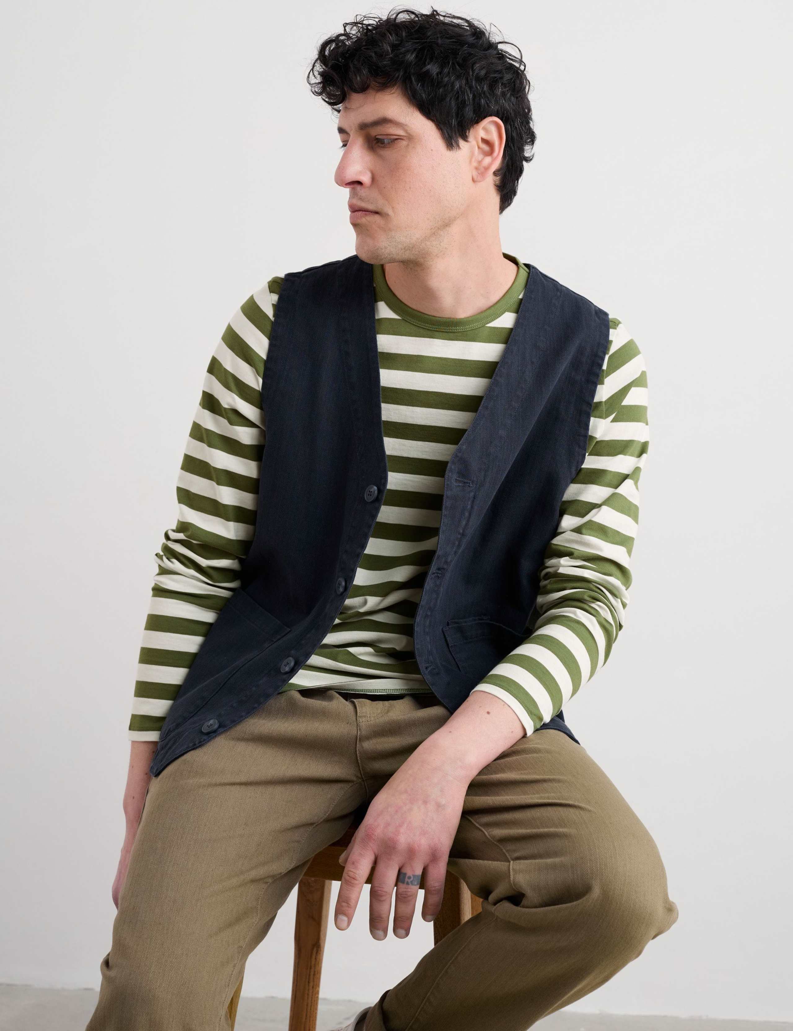 Pure Cotton Jersey Striped Long Sleeve Top