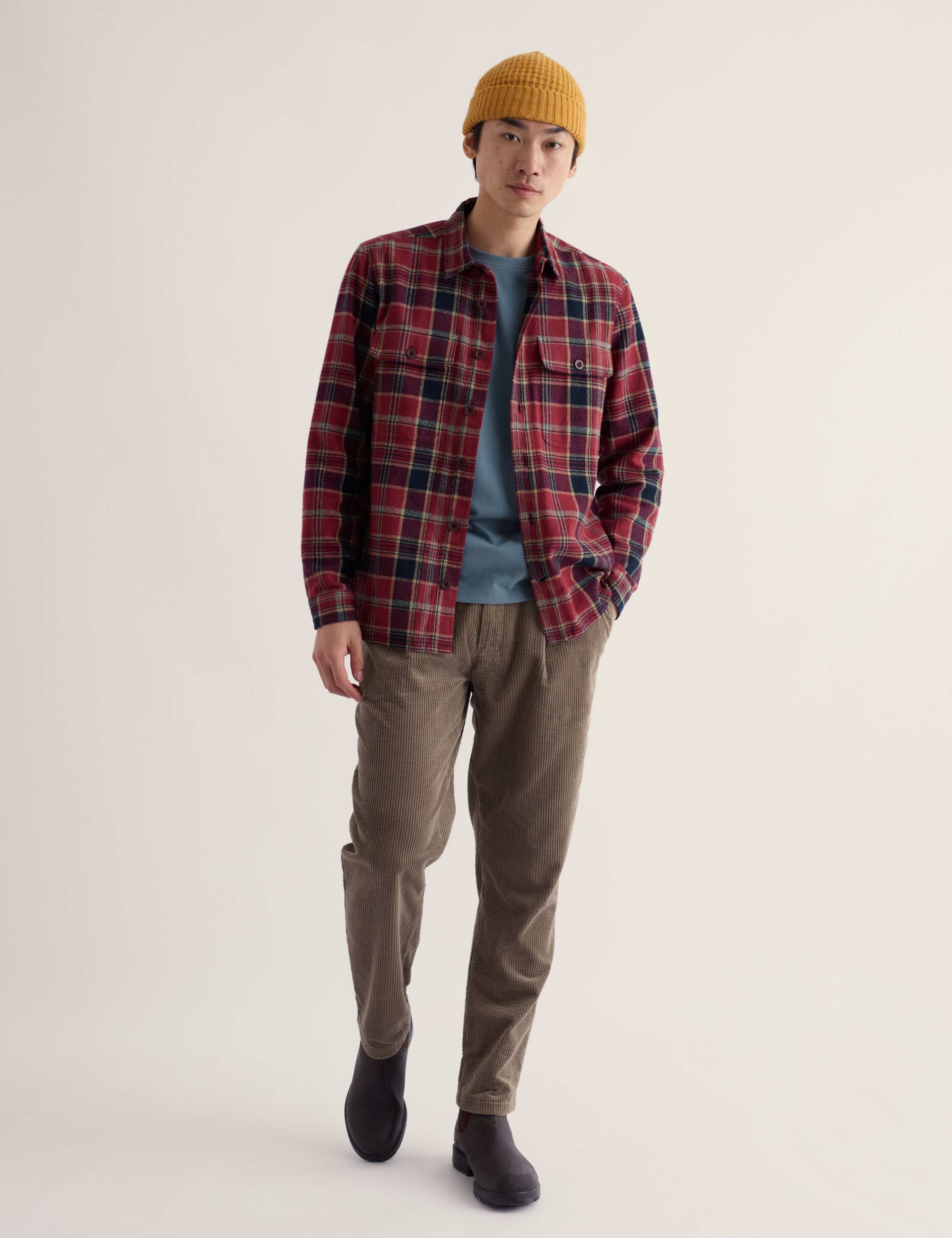 Relaxed Fit Pure Cotton Checked Flannel Overshirt