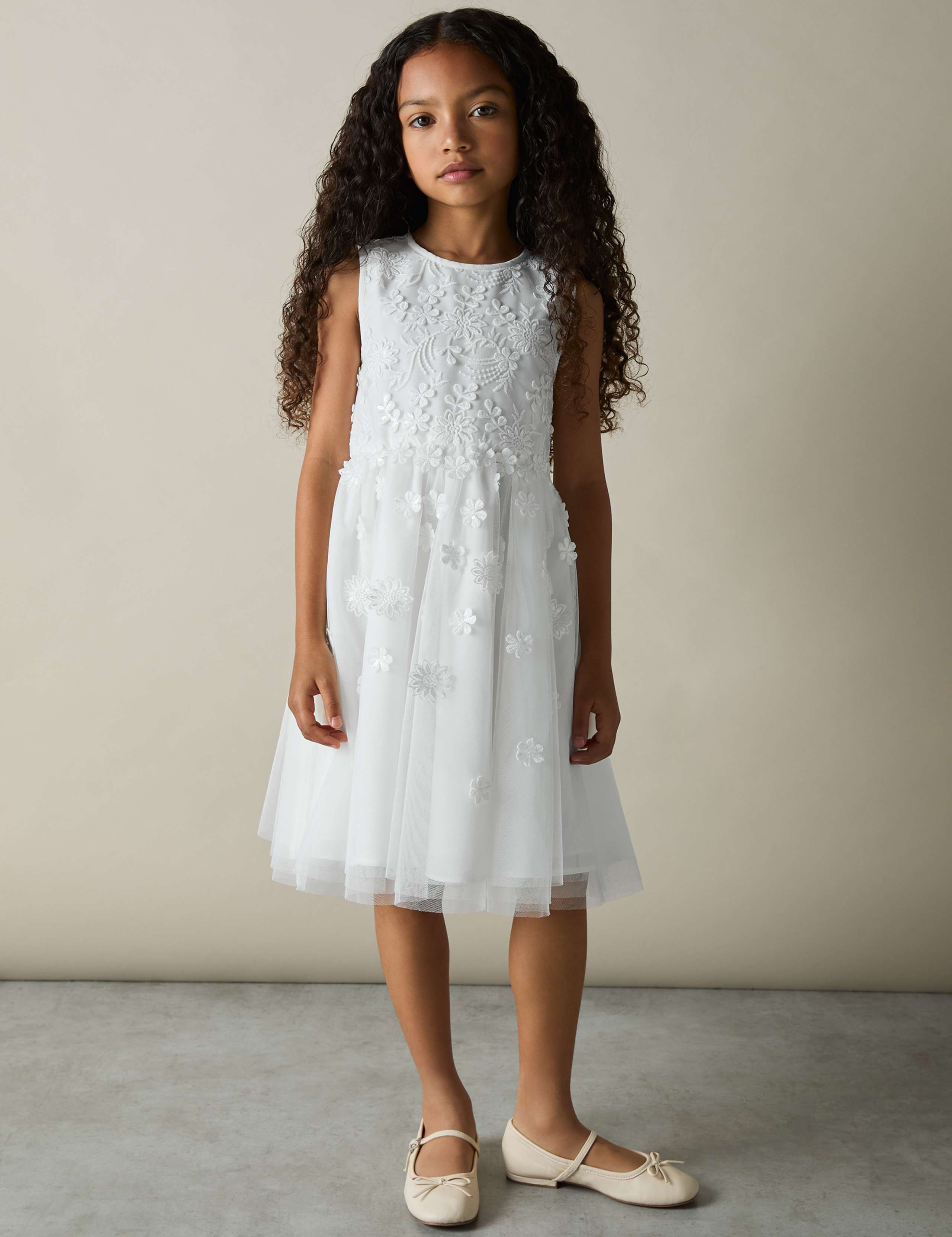 Tulle Floral Bridesmaid Dress (4-14 Yrs)