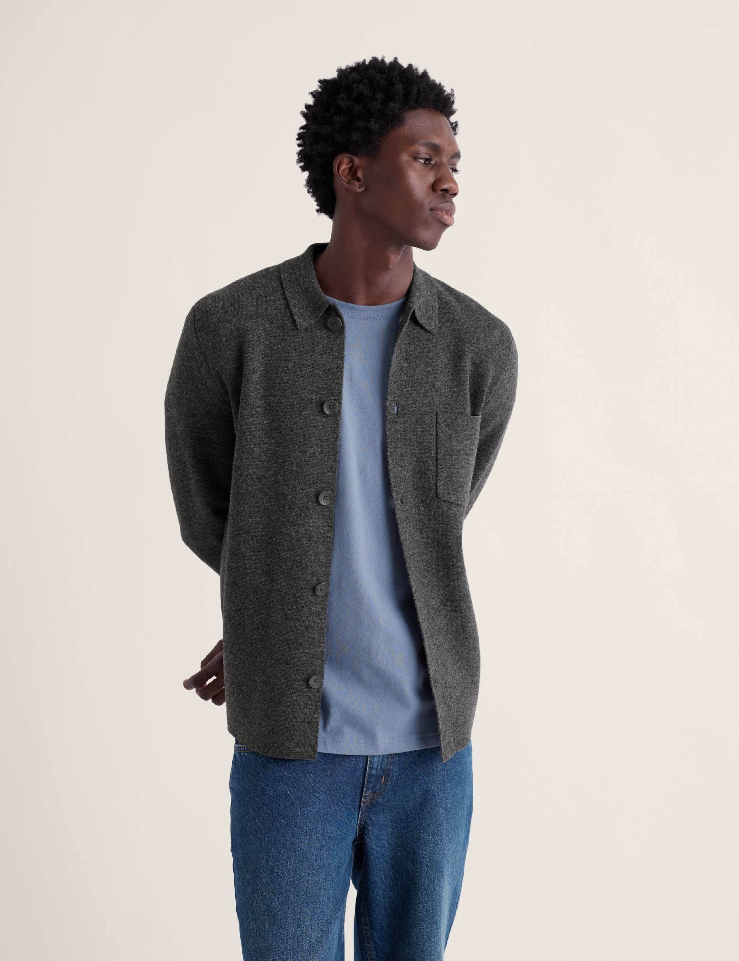 Regular Fit Wool Rich Knitted Overshirt