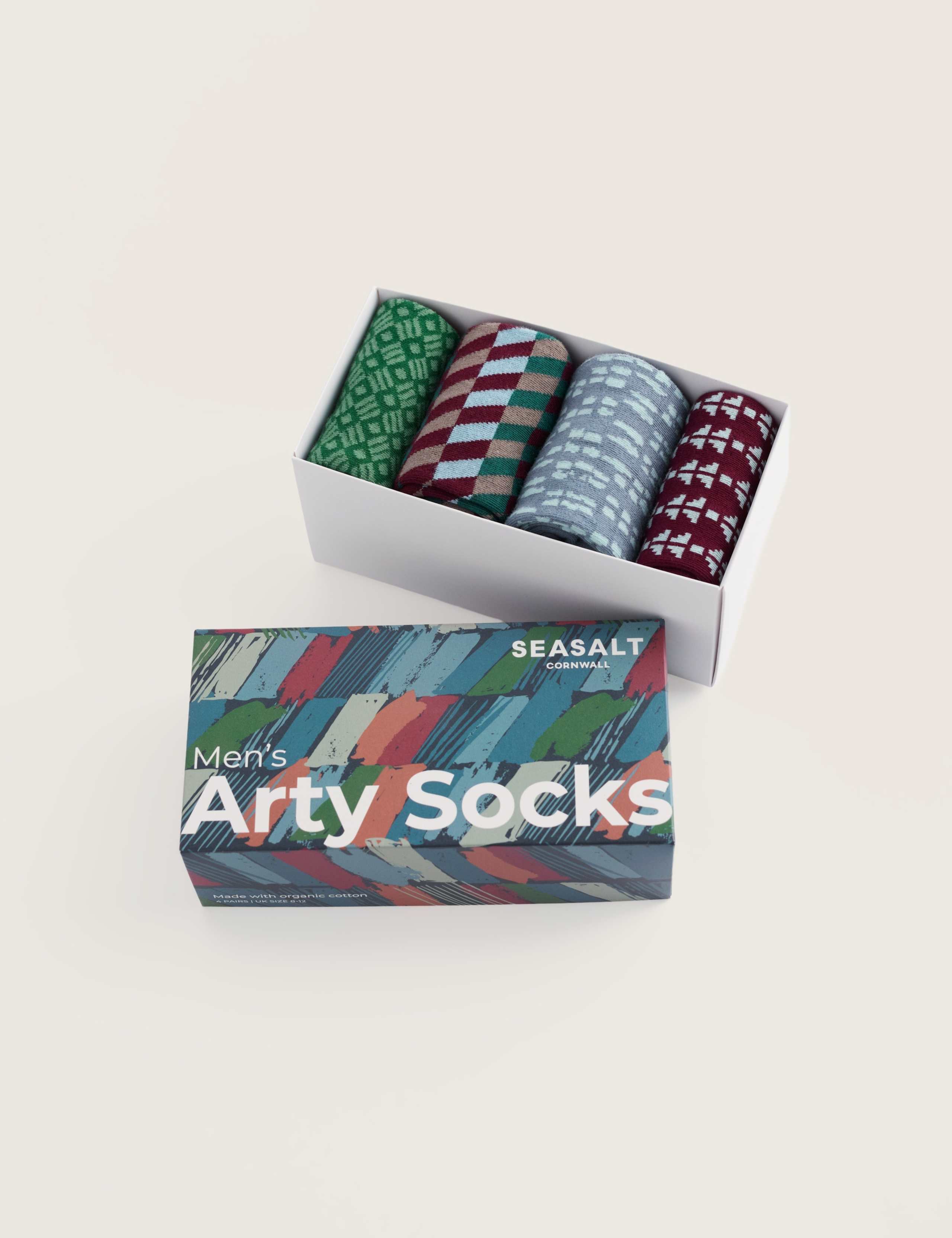 4 Pack Geometric Cotton Rich Socks Gift Box