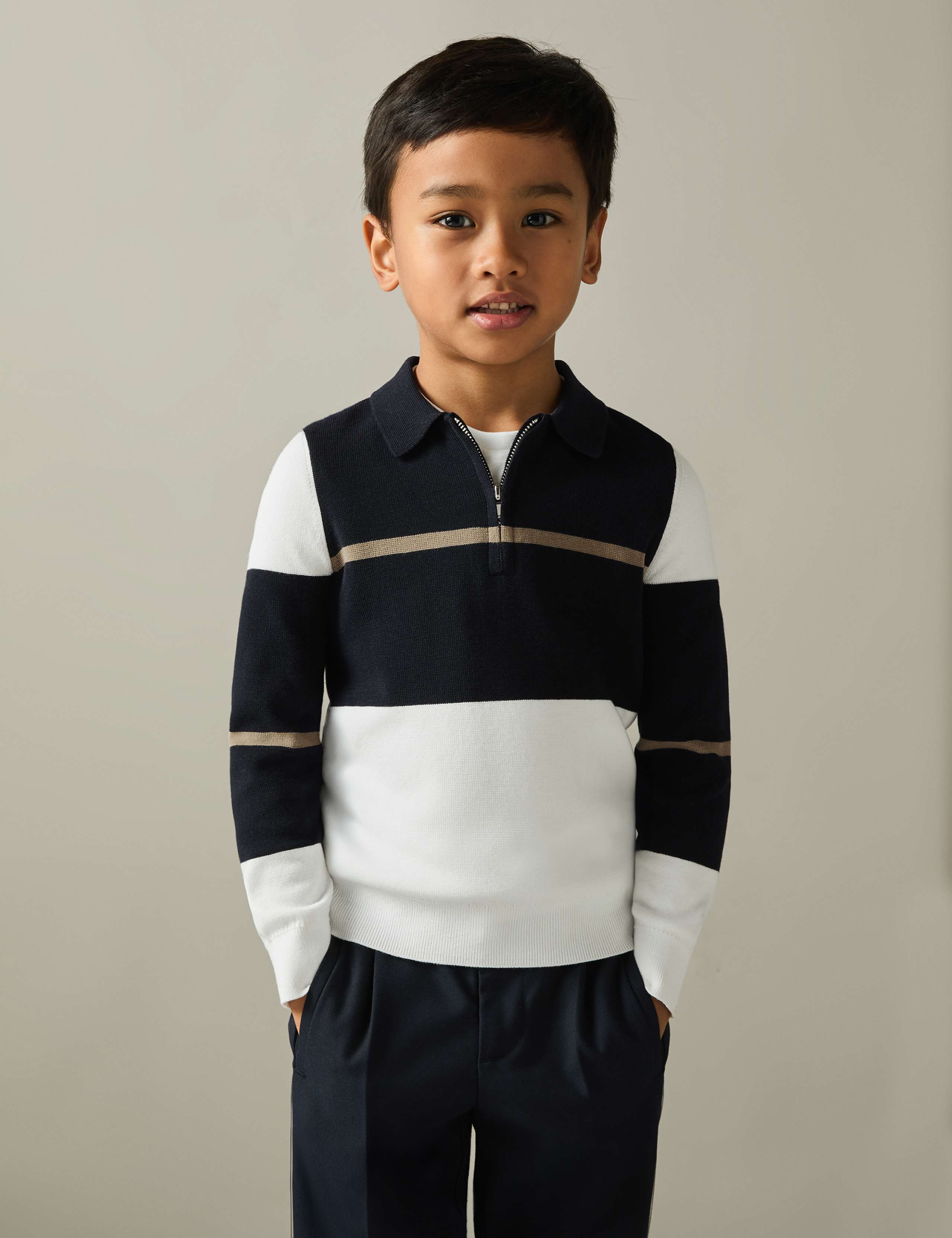 Cotton Blend Colour Block Polo Shirt (3-14 Yrs)