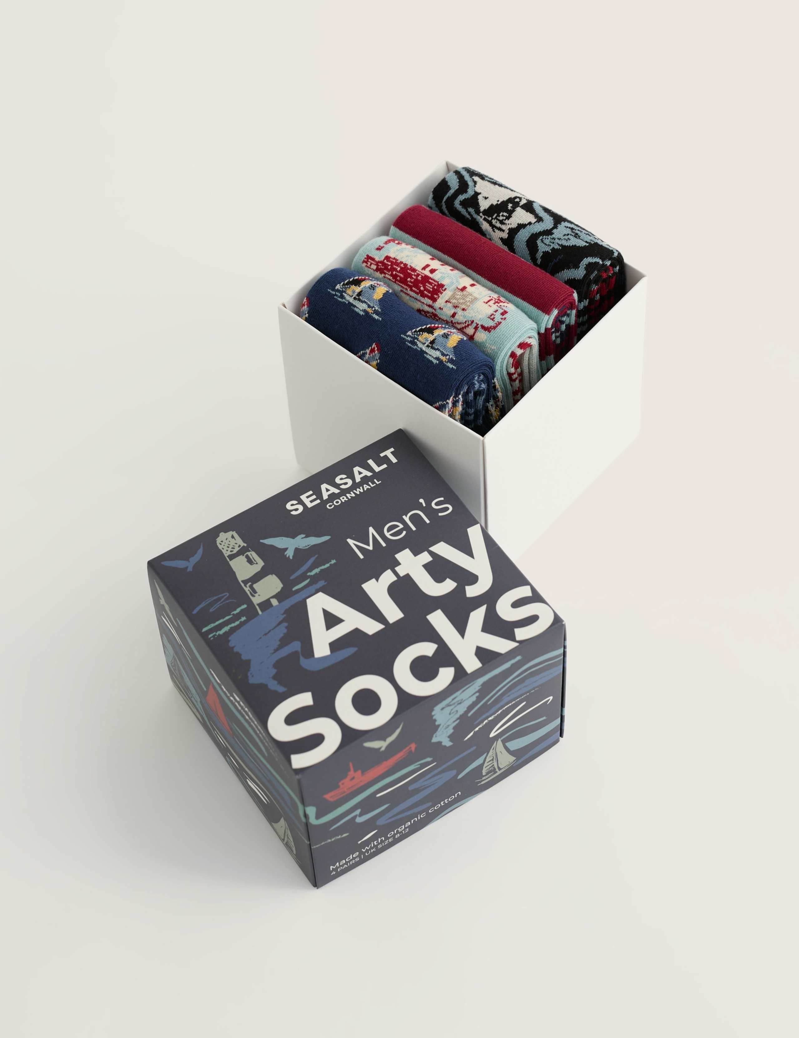 4 Pack Boats Cotton Rich Socks Gift Box
