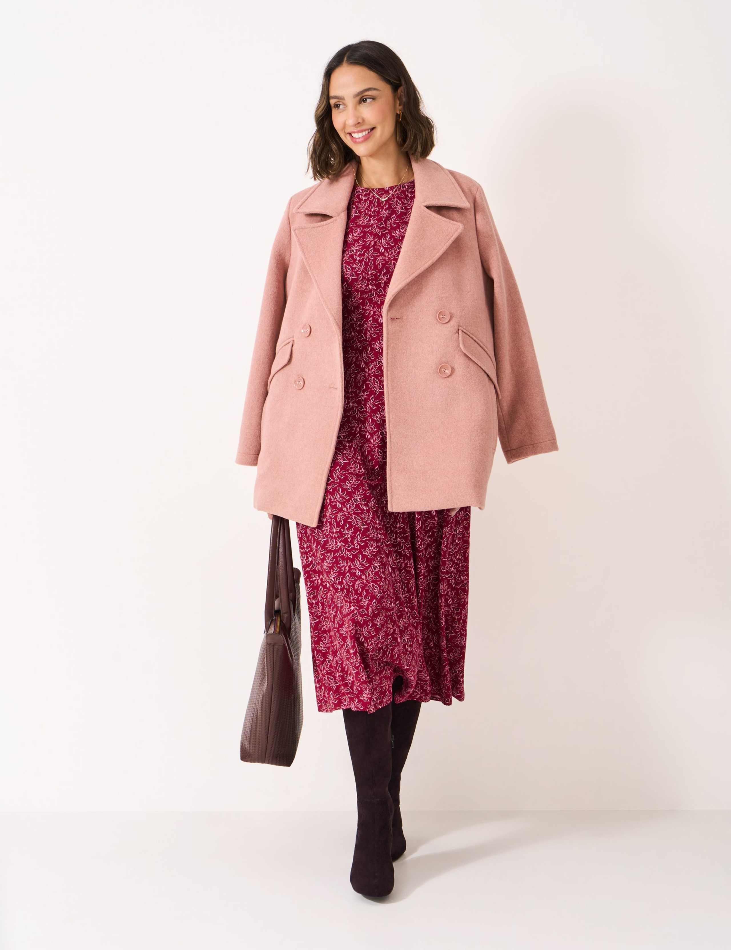 Floral Shirred Round Neck Midi Tea Dress