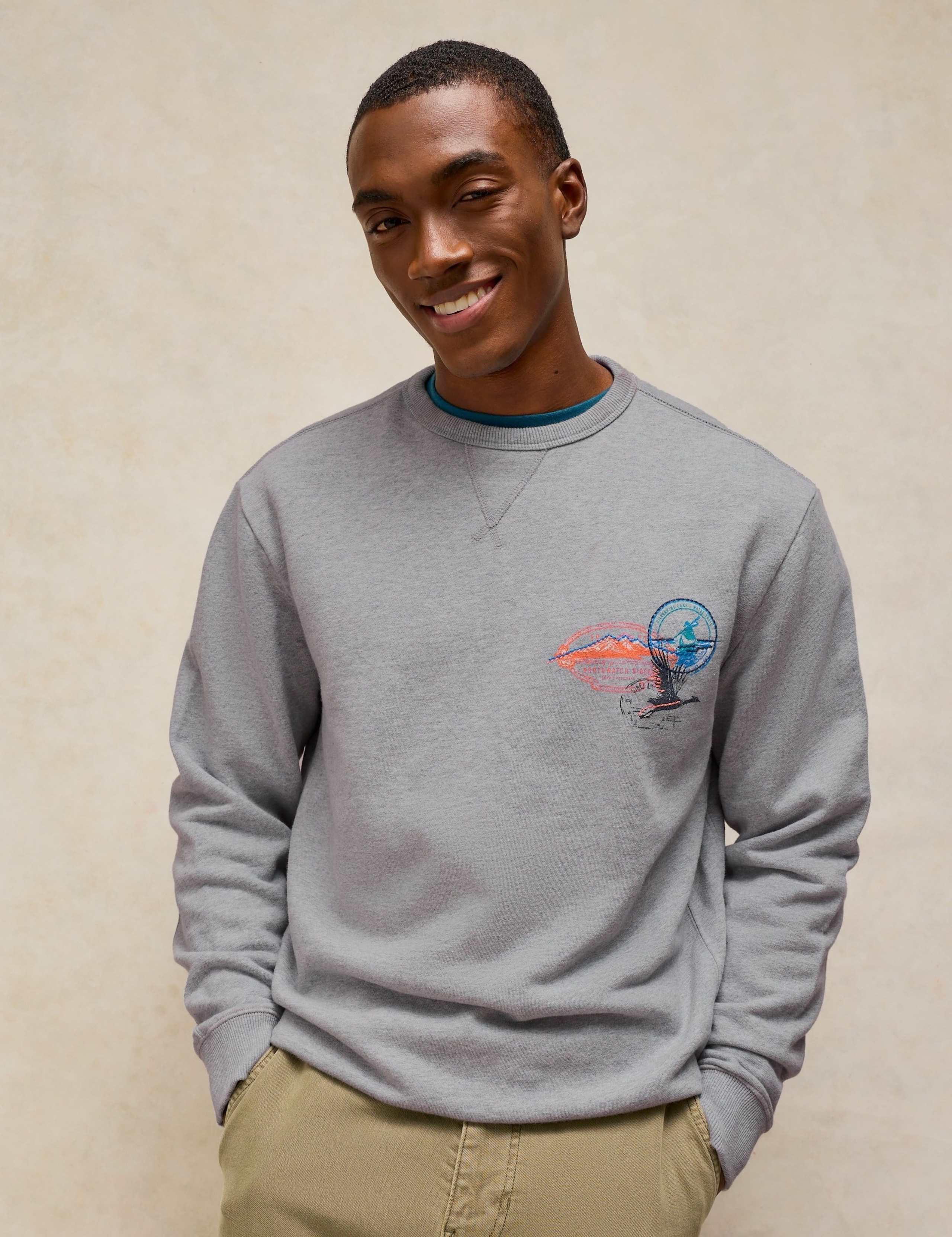 Pure Cotton Crew Neck Graphic Sweatshirt