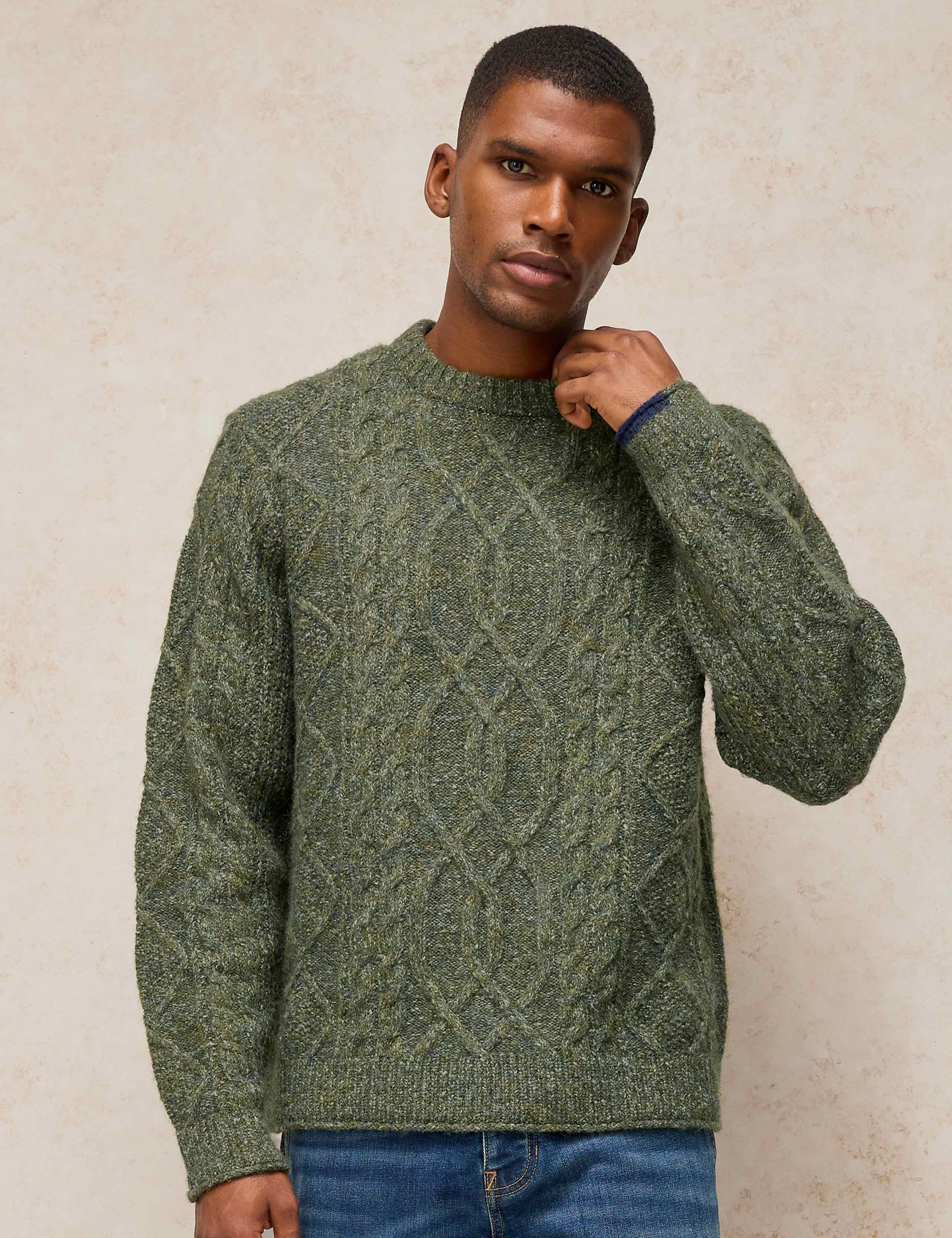 Textured Cable Crew Neck Jumper