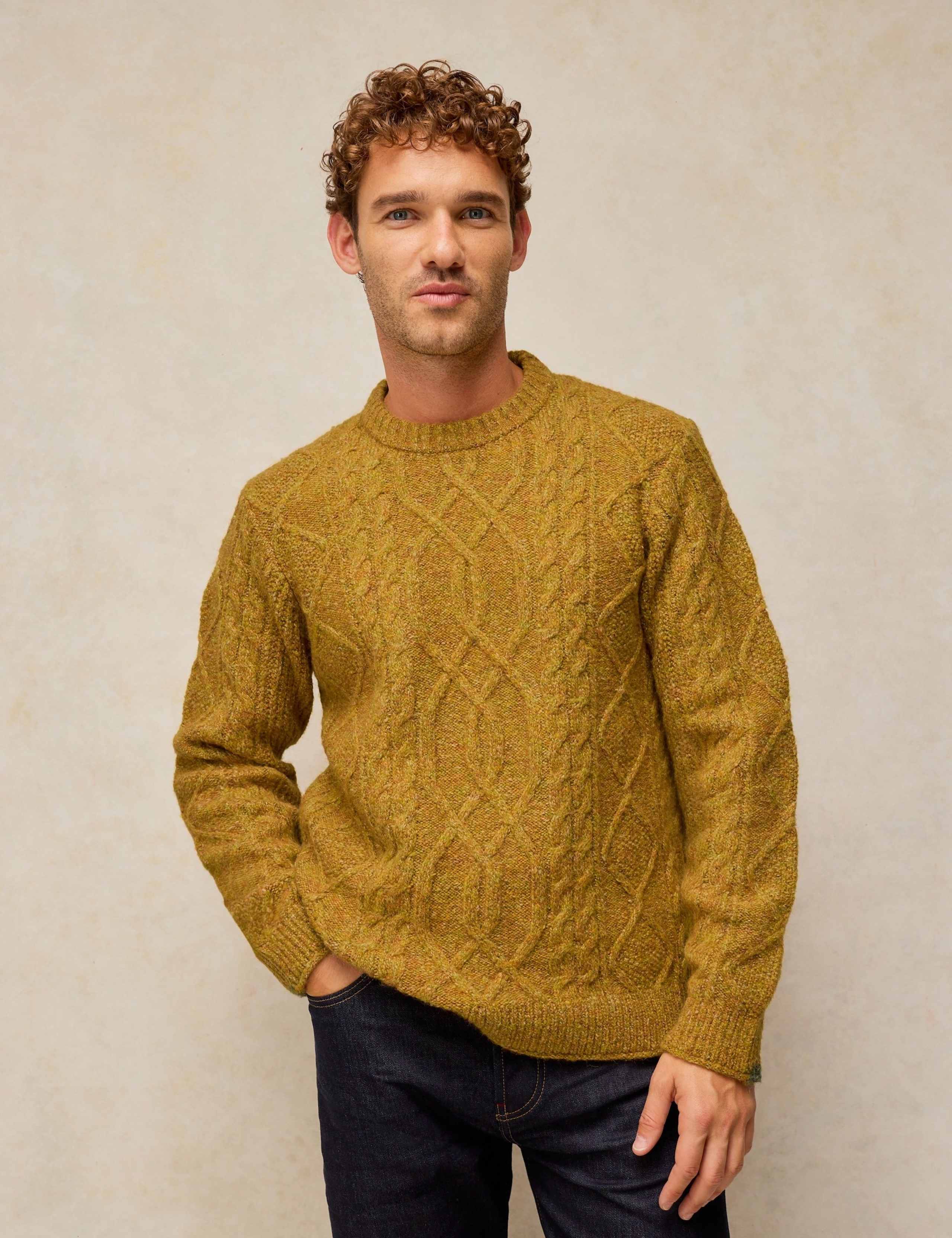 Textured Cable Crew Neck Jumper