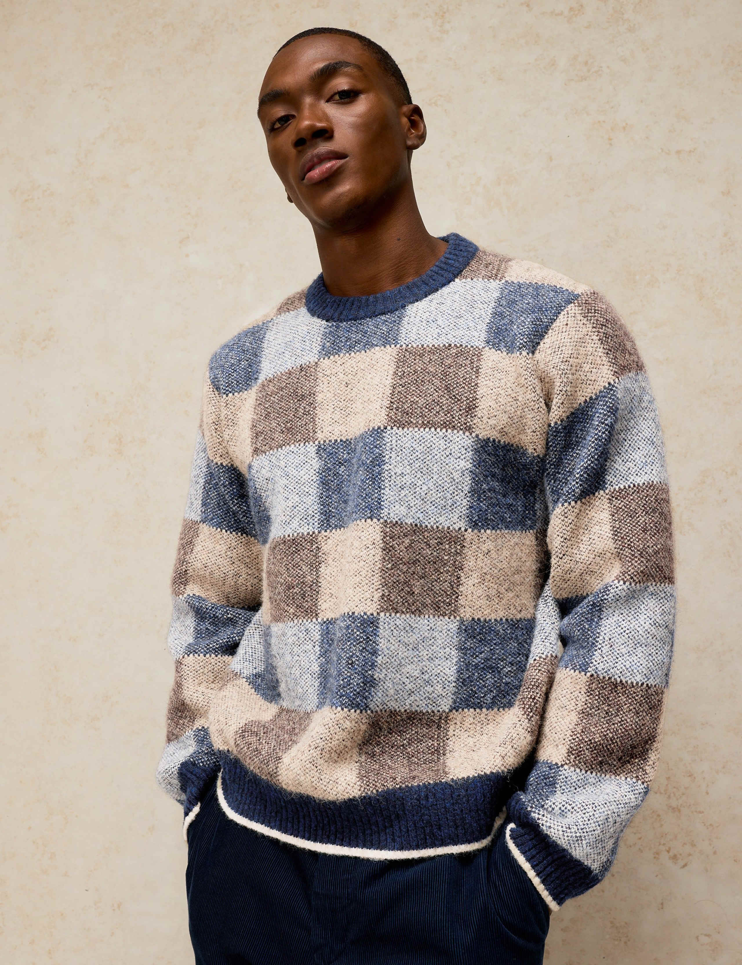 Barnes Checked Crew Neck Jumper